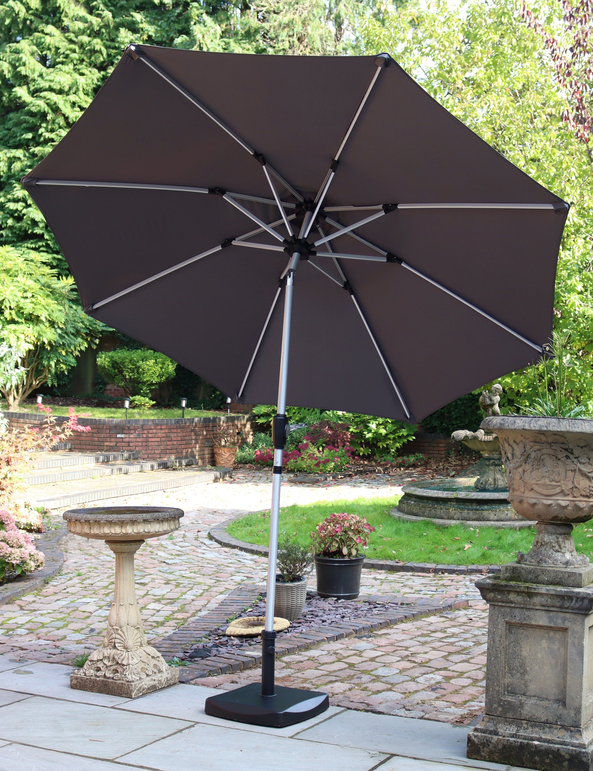 crank and tilt patio umbrella uk & Parasol  2m Rectangular Patio Market Umbrella is designed to elevate your outdoor space with style and functionality 3M LED Light Aluminium Frame