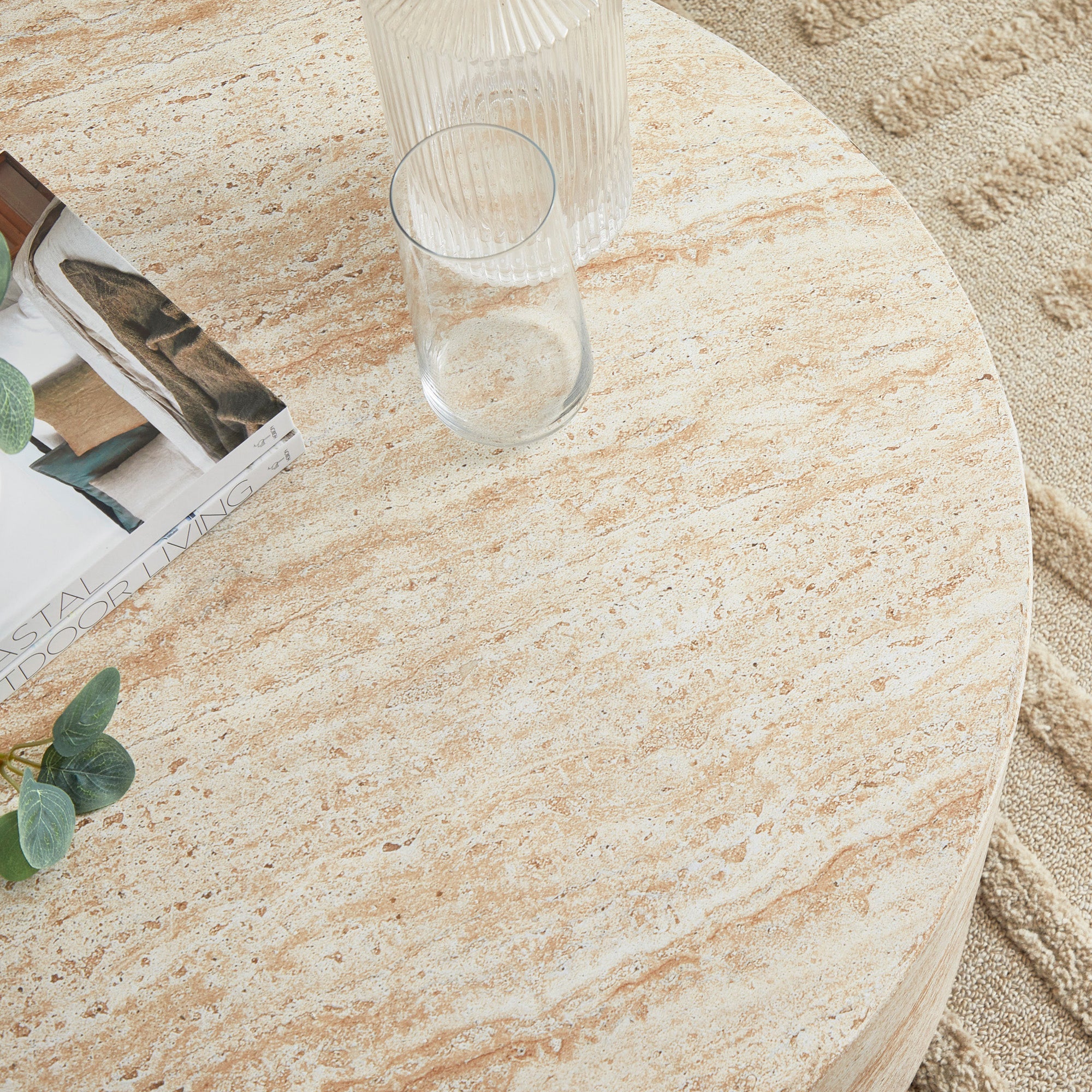 Pisa Round Travertine Look Coffee Table