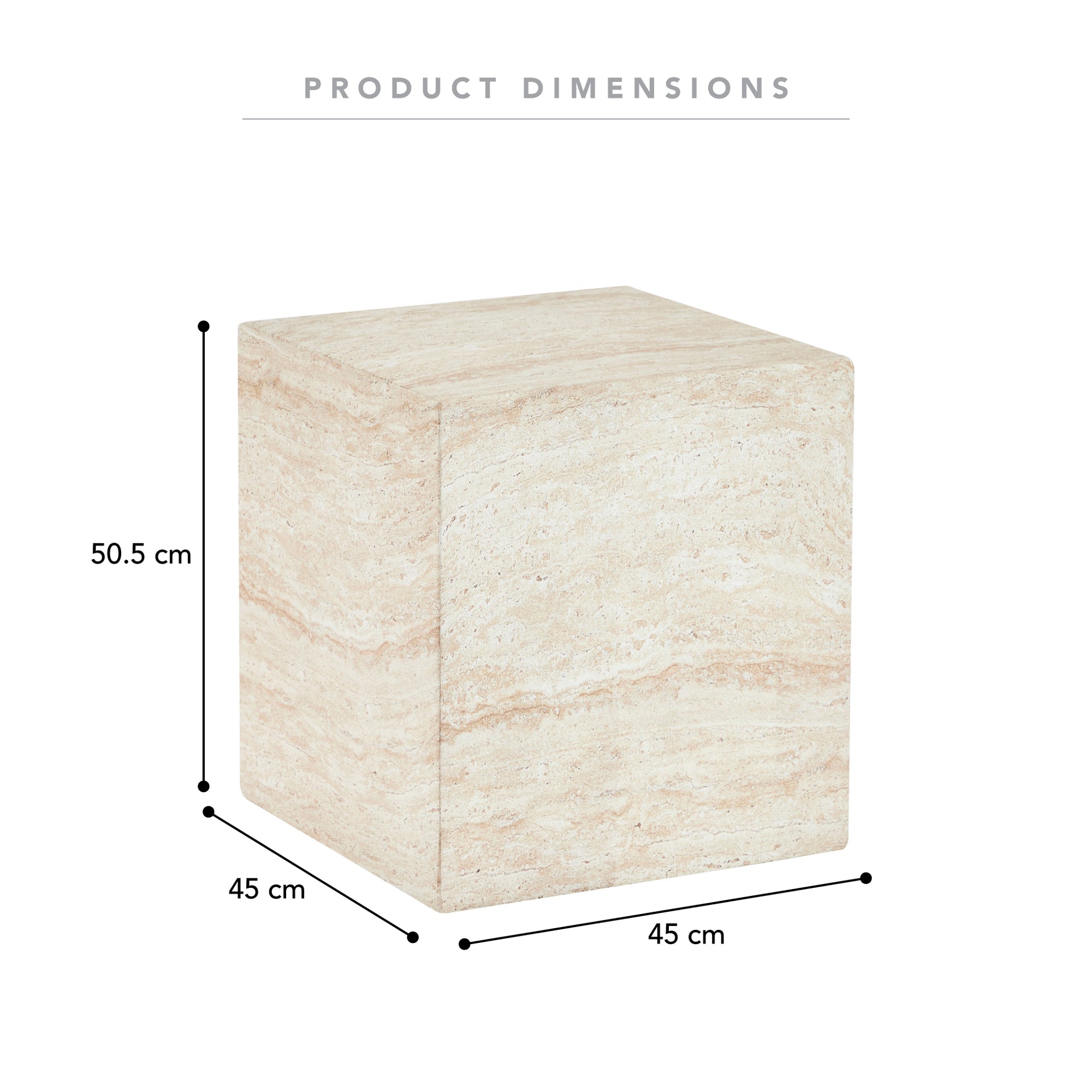 Pisa Square Travertine Look Side Table