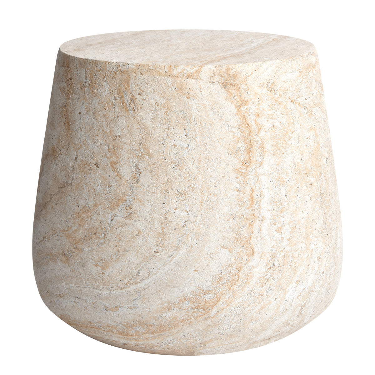 Pisa Round Tapered Travertine Look Side Table