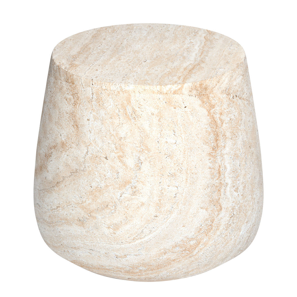Pisa Round Tapered Travertine Look Side Table
