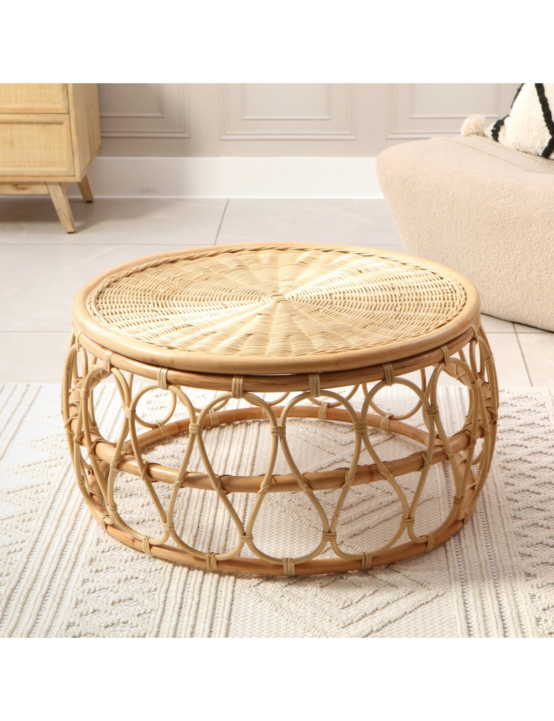 Natural Kyoto Rattan Coffee Table - Handmade Wicker