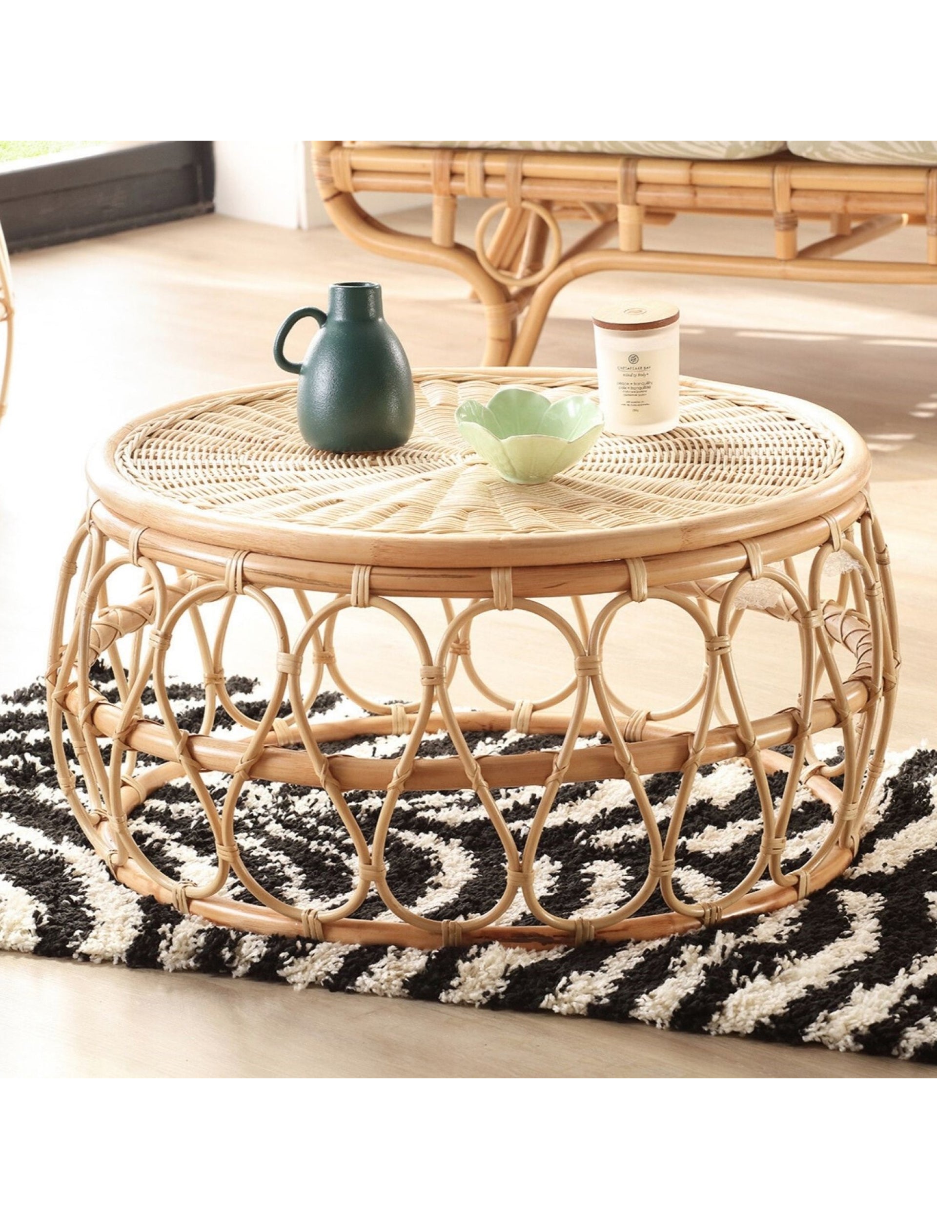 Natural Kyoto Rattan Coffee Table - Handmade Wicker