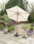 Ivory crank-and-tilt wood-look garden parasol