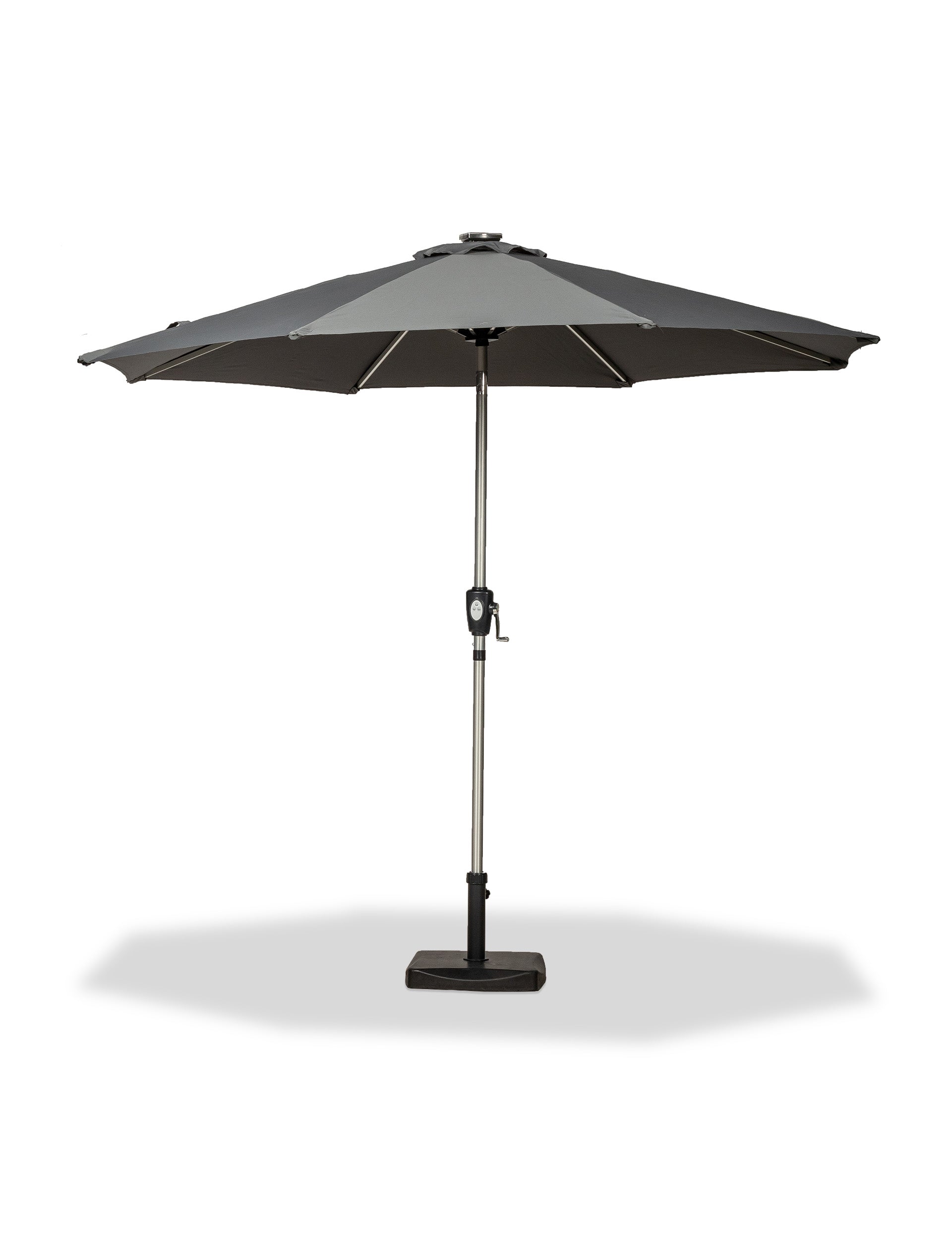 Crank and Tilt LED Strip Parasol - Grey