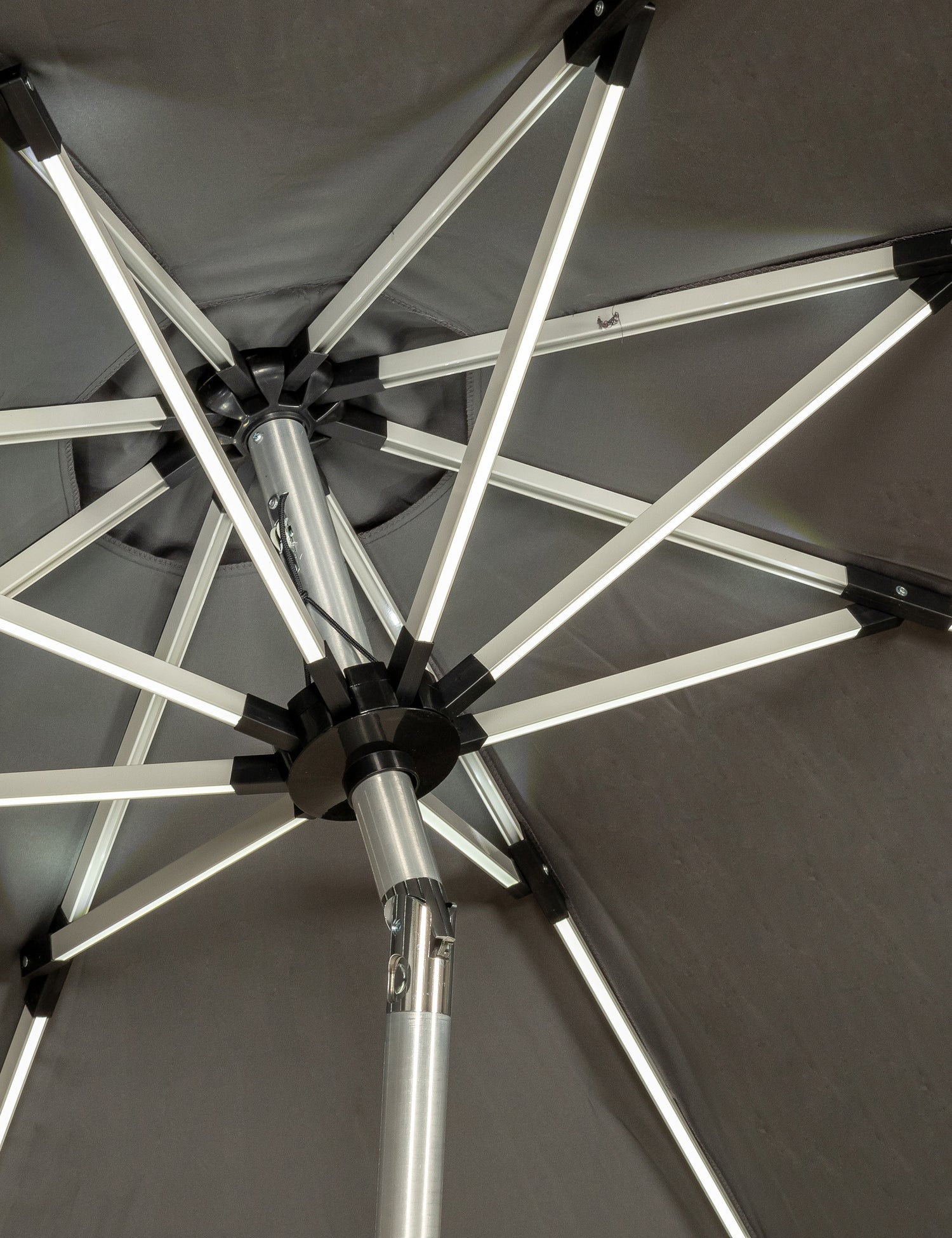 Crank and Tilt LED Strip Parasol - Grey