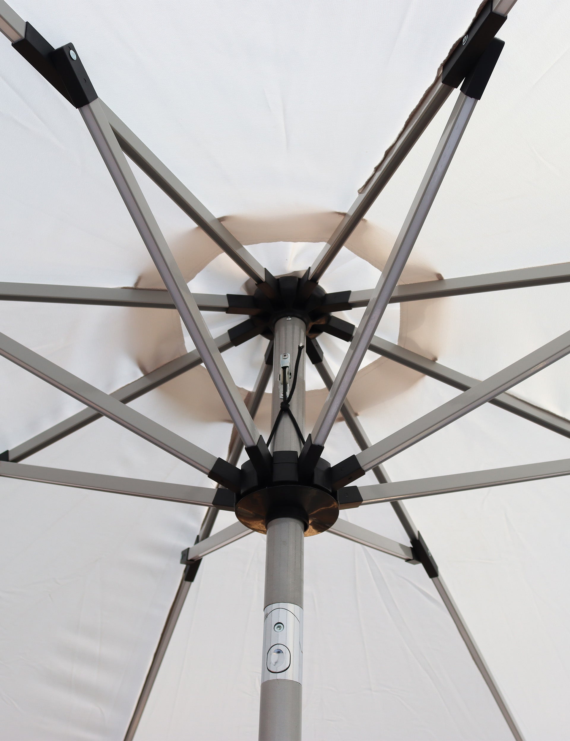 Crank and Tilt LED Strip Parasol - Ivory