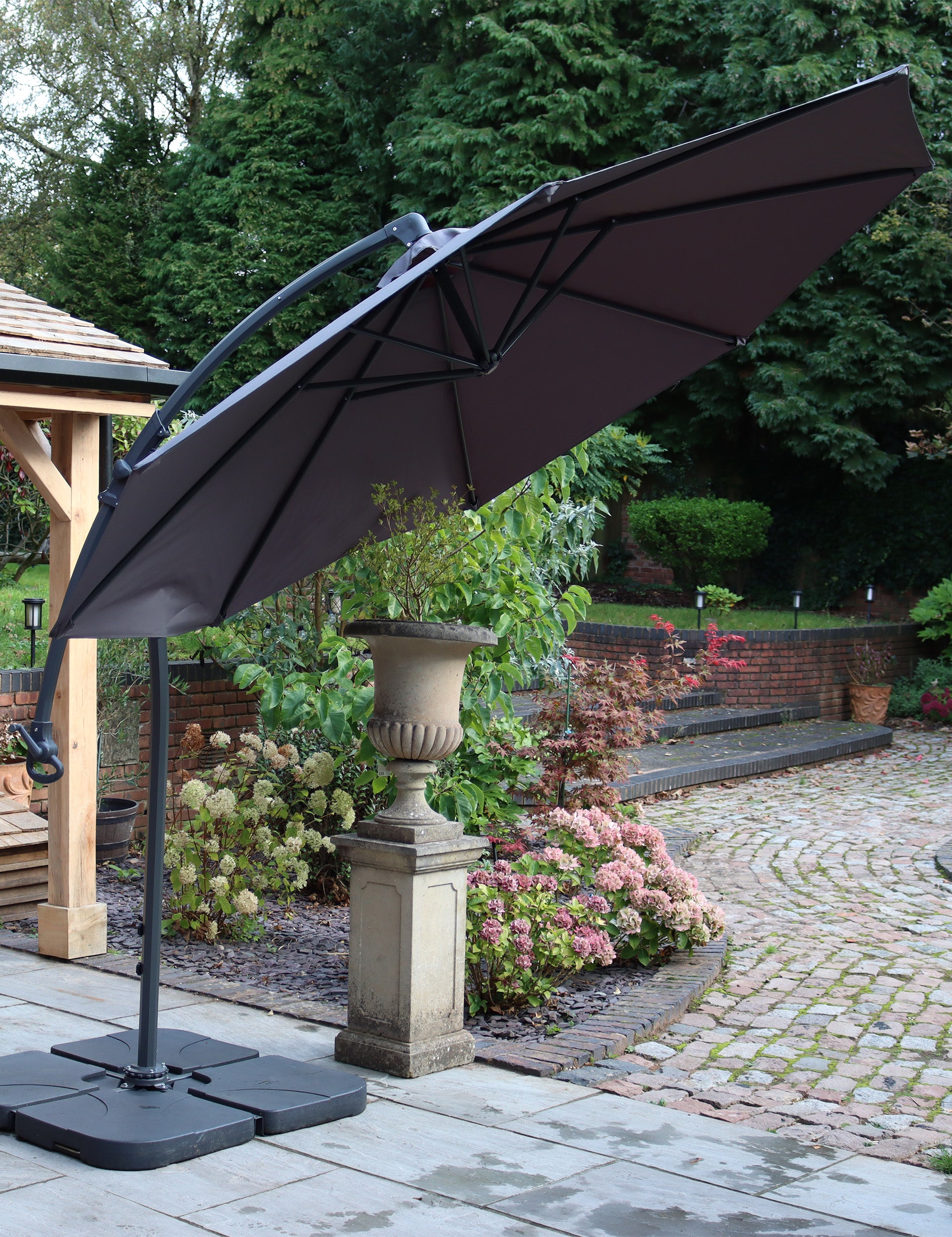 Deluxe Pedal 3M Operated Rotational Cantilever Parasol Grey