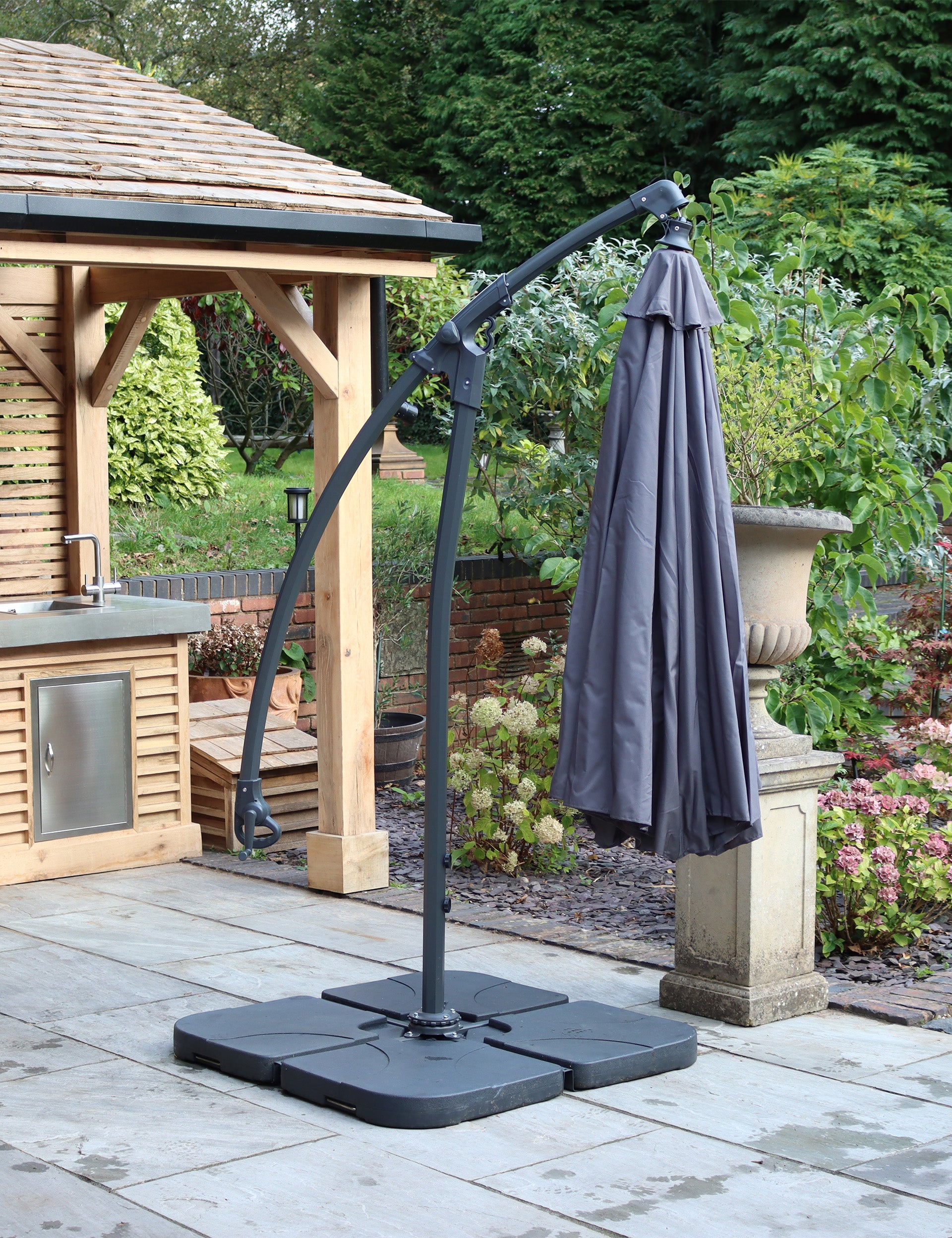 Deluxe Pedal 3M Operated Rotational Cantilever Parasol - Grey