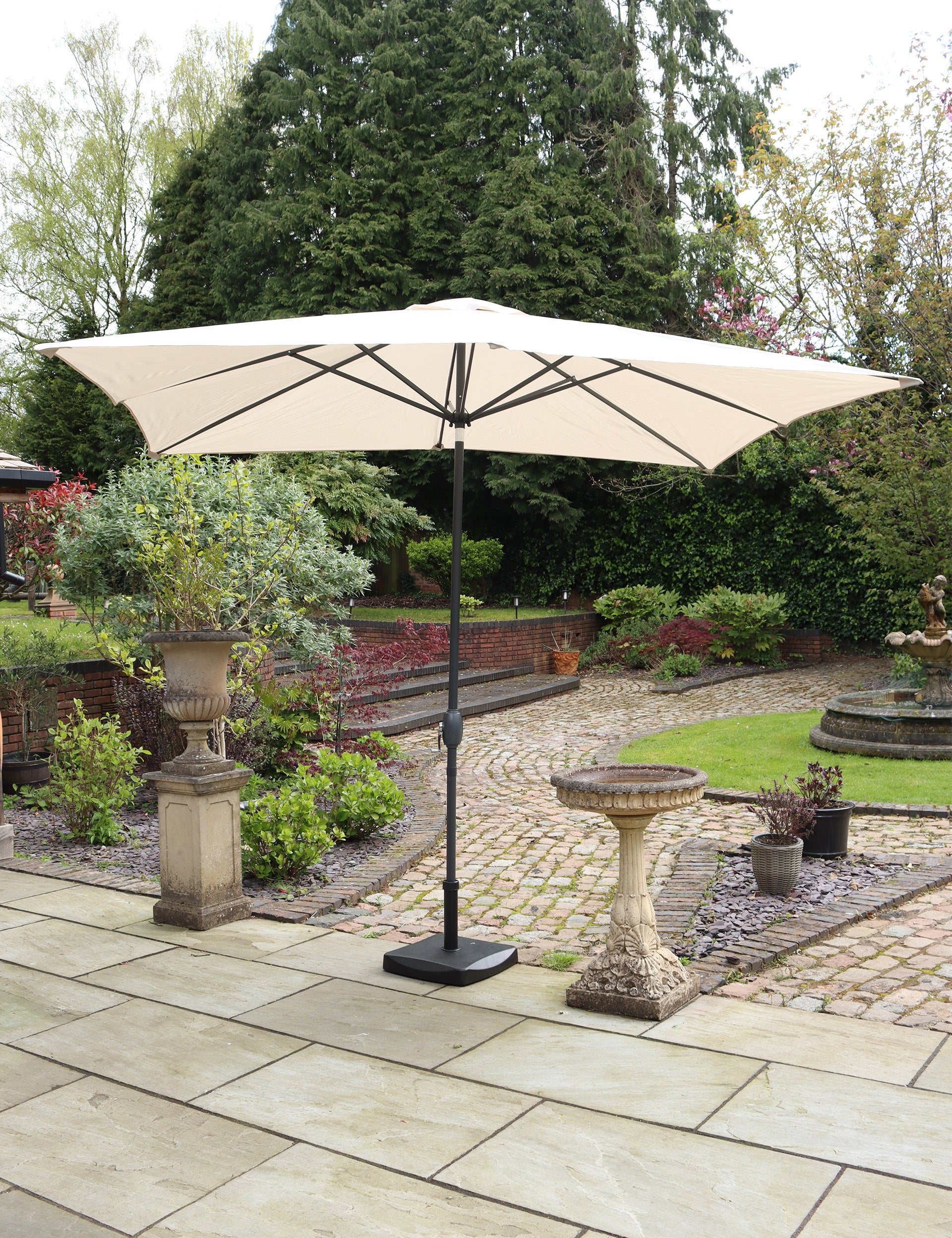Beige garden parasol