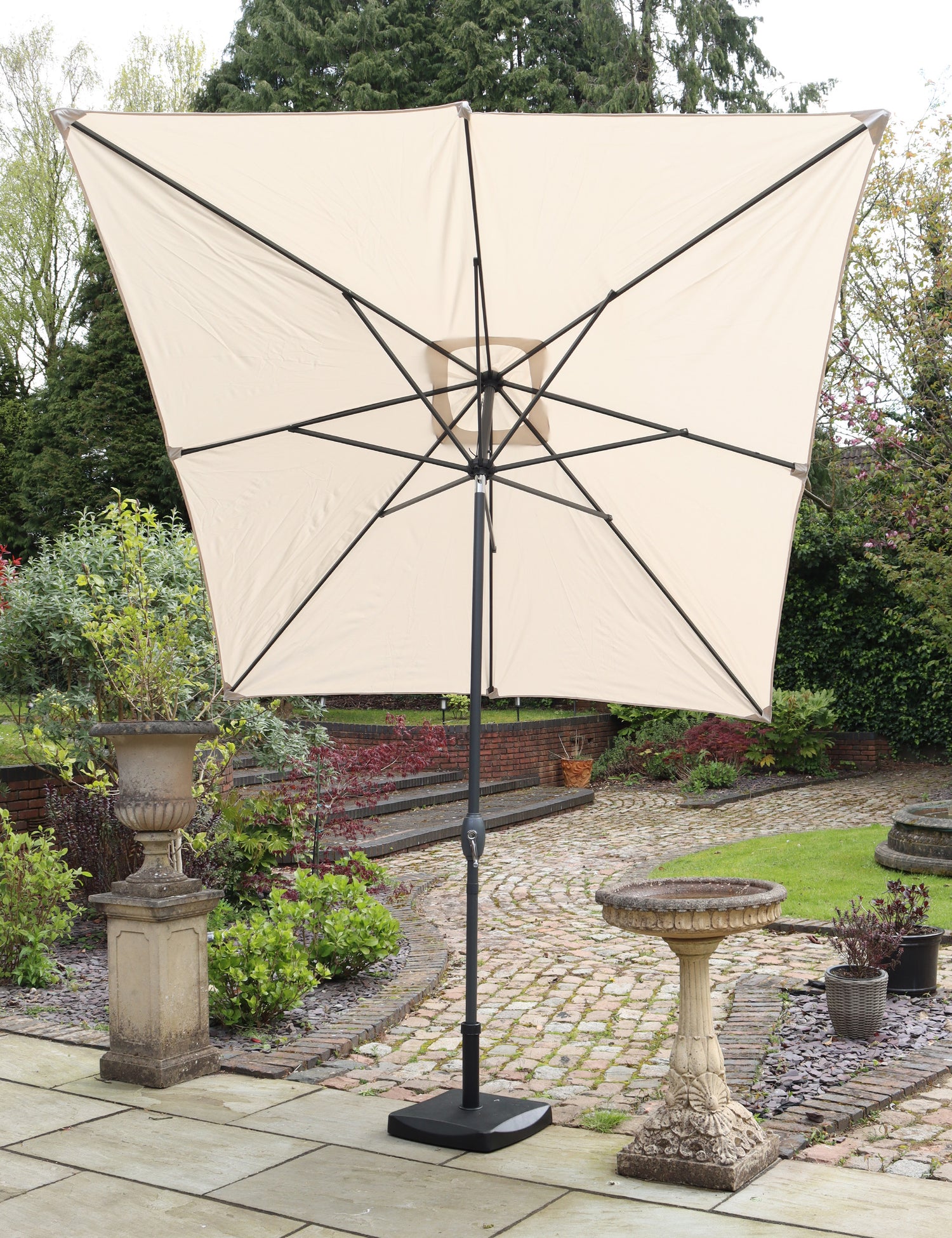 Crank and Tilt Rectangular Parasol - Ivory