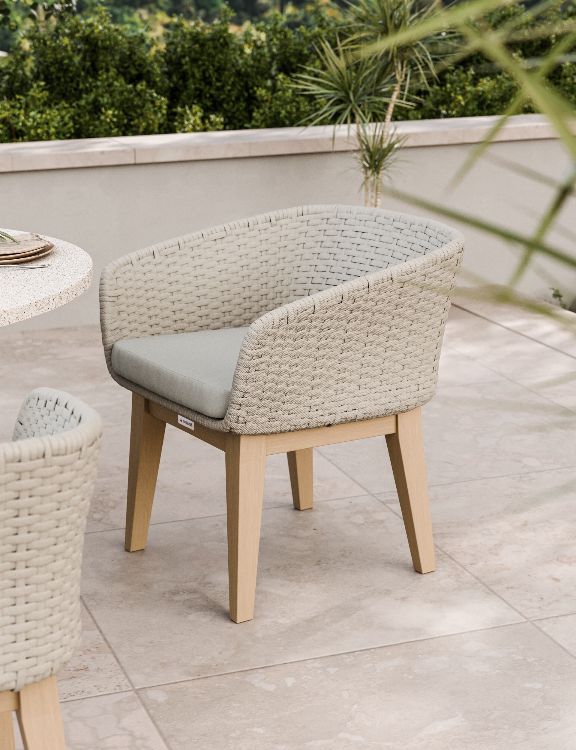 Astral 4 Seater Round Terrazzo Concrete Dining Set with Eden Dusk Dining Chairs