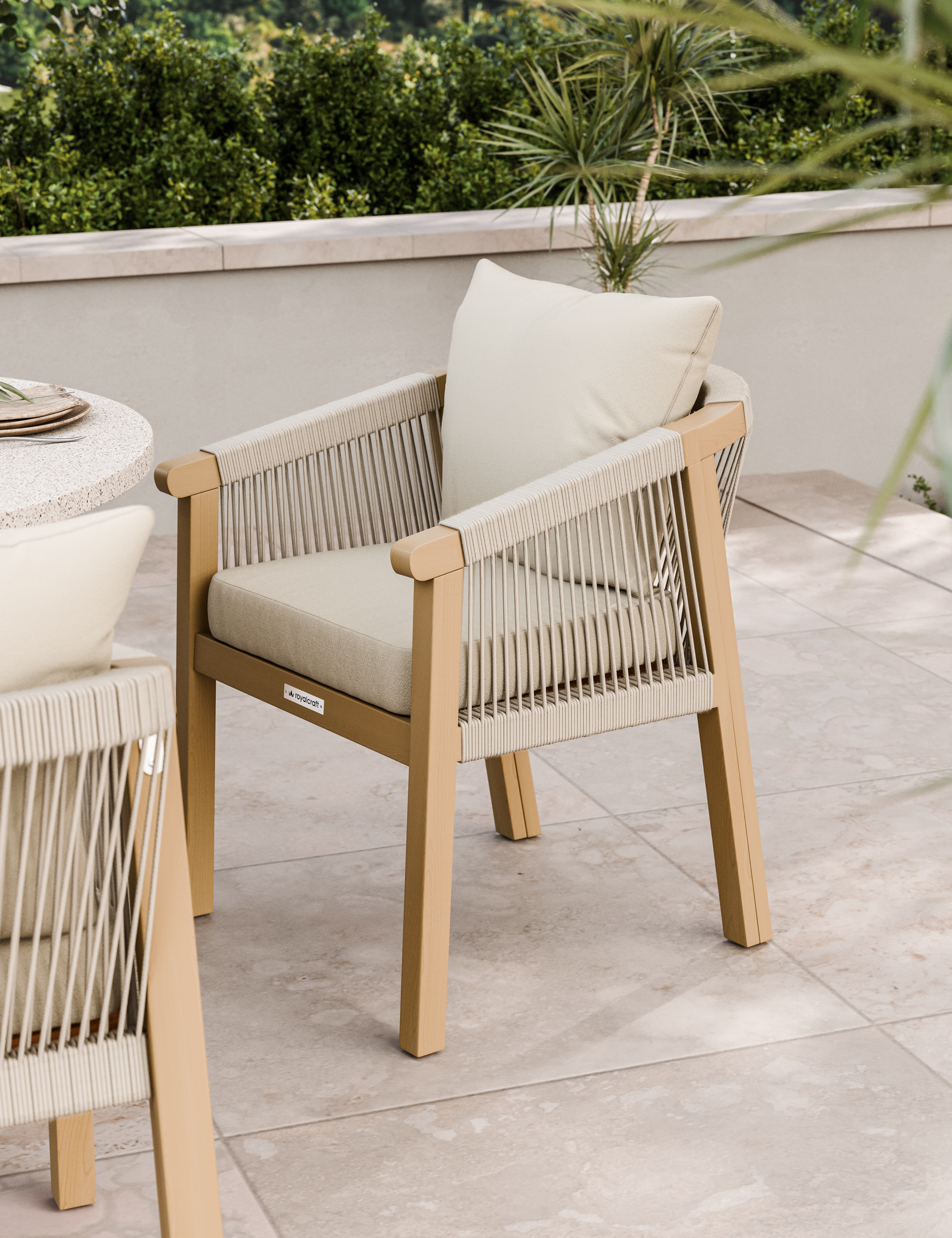 Astral 4 Seater Round Concrete Terrazzo Dining Set with Roma Dining Chairs