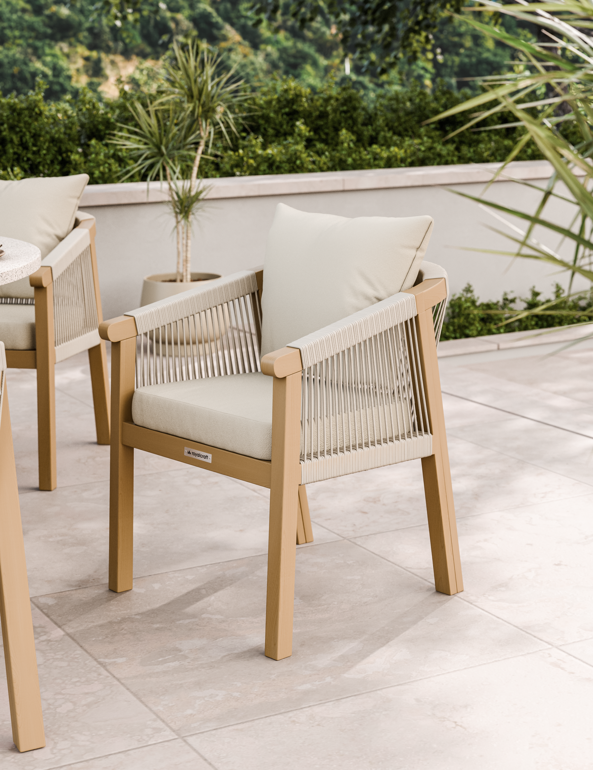 Astral 6 Seater Round Concrete Terrazzo Dining Set with Roma Dining Chairs