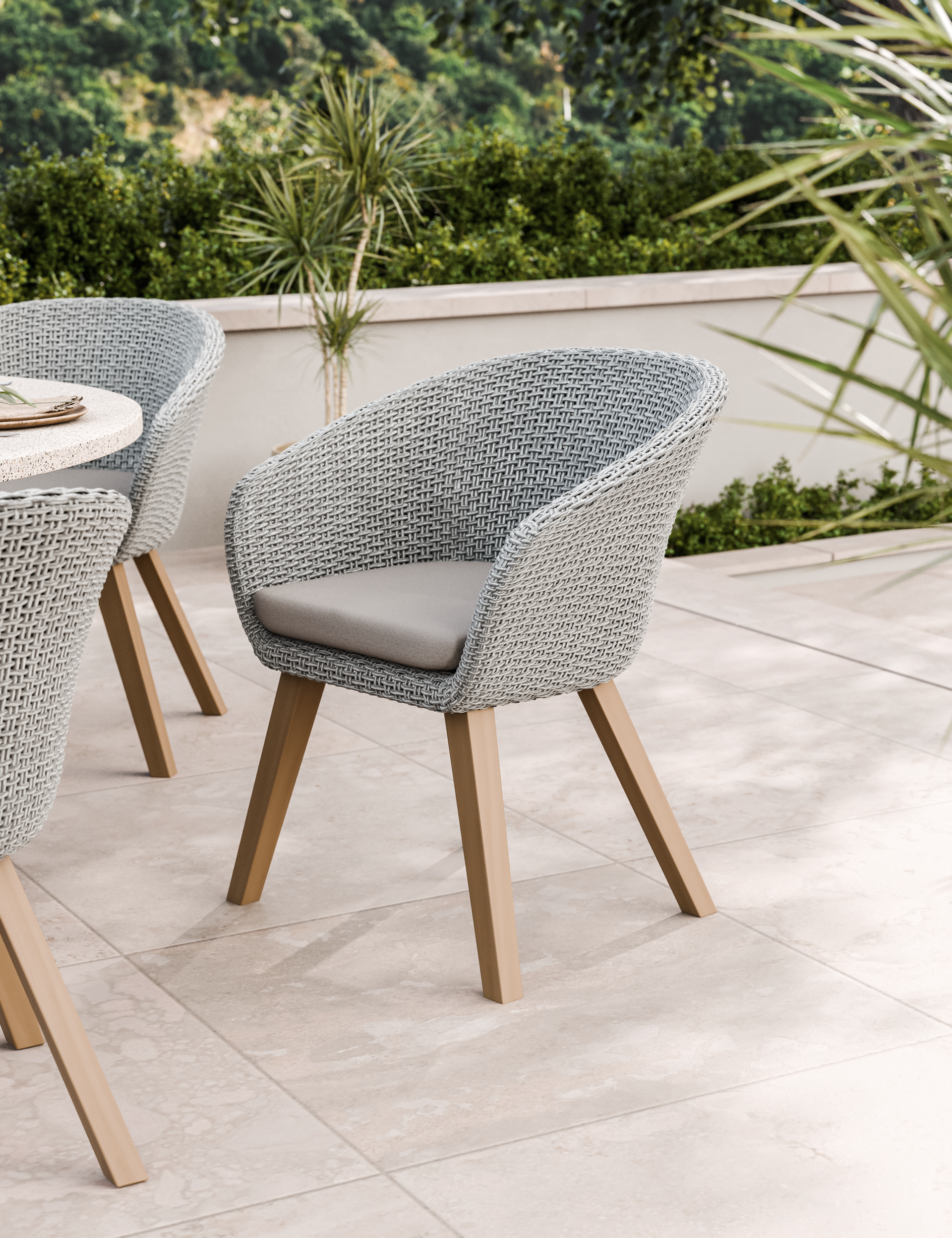 Astral 6 Seater Round Concrete Terrazzo Dining Set with Sol Dining Chairs