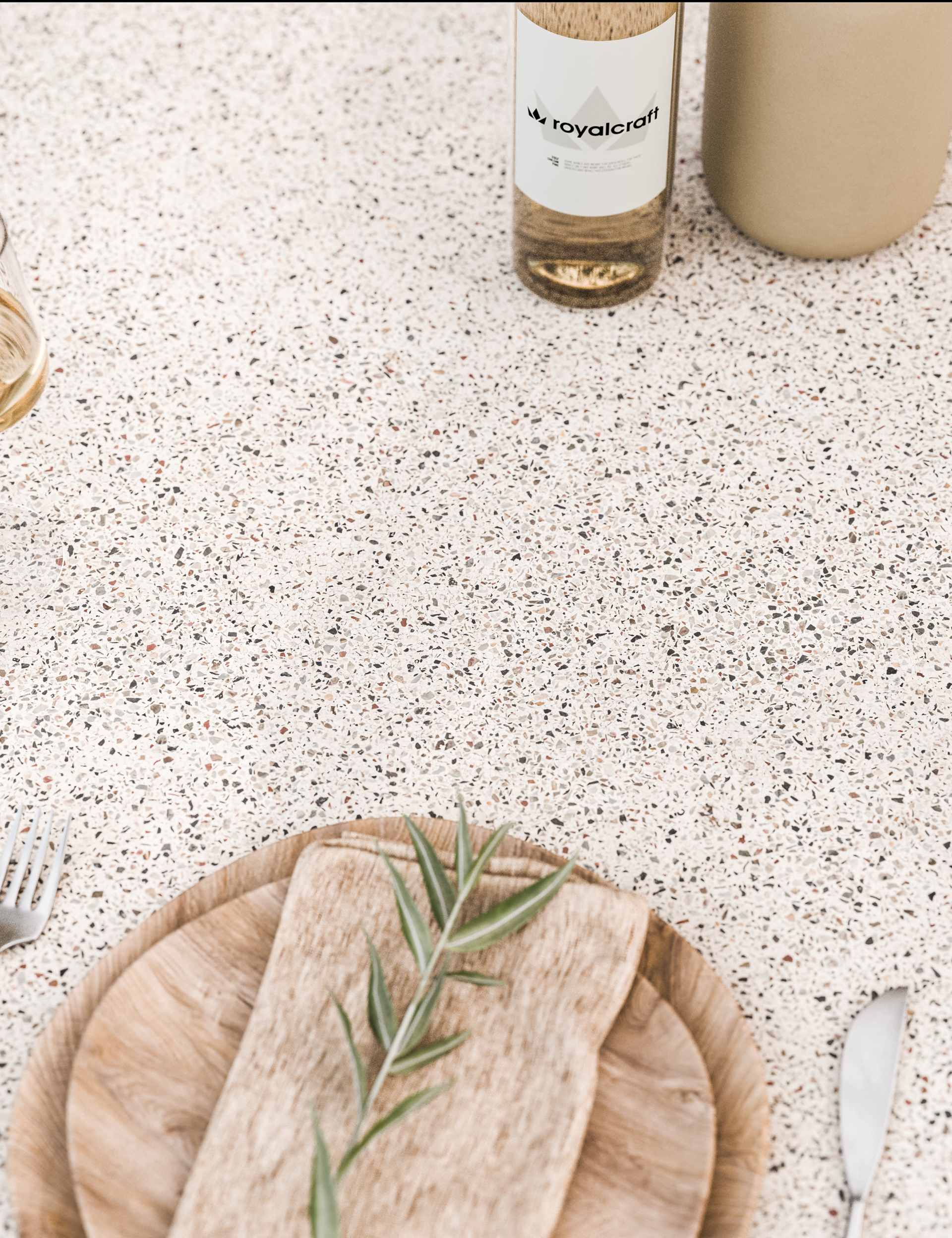 Astral 4 Seater Round Terrazzo Concrete Dining Set with Sol Dining Chairs