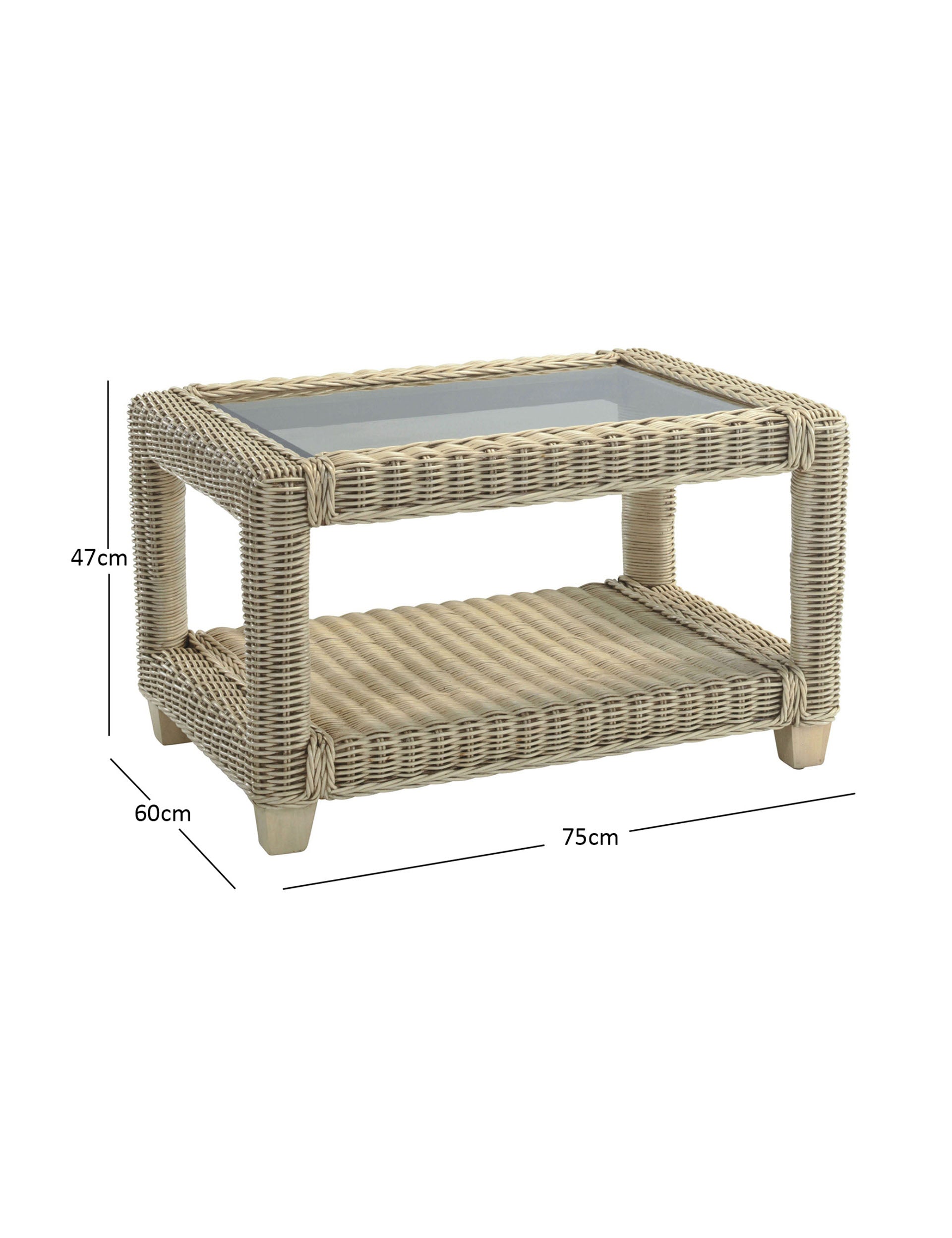 Santorini Handmade Wicker Coffee Table with Storage Shelf