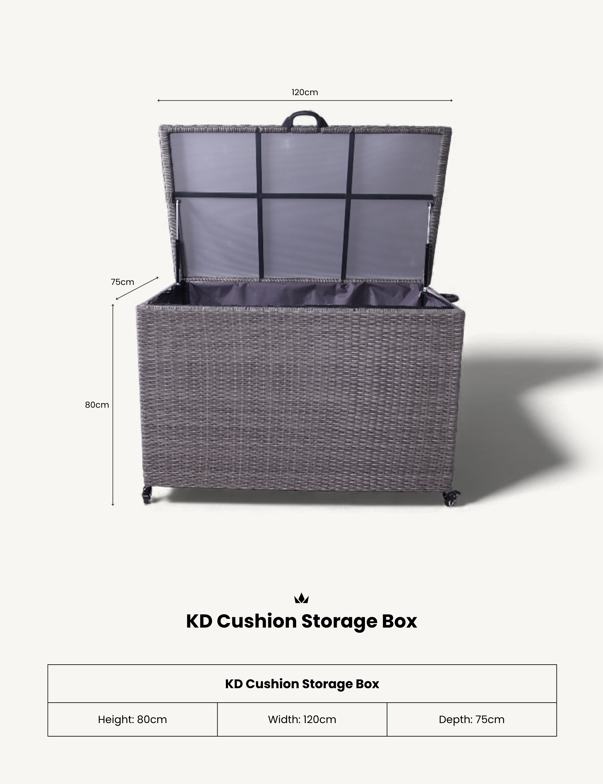 Charcoal Weave 510L KD Cushion Storage Box