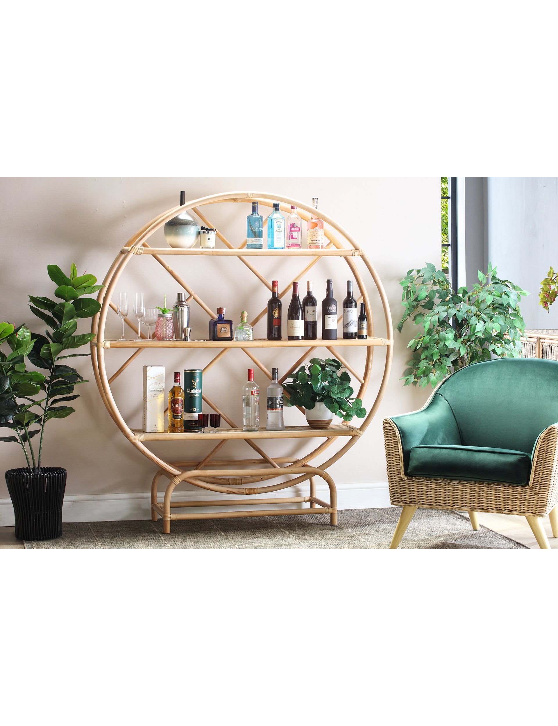 Large Verona Natural Rattan Etagere