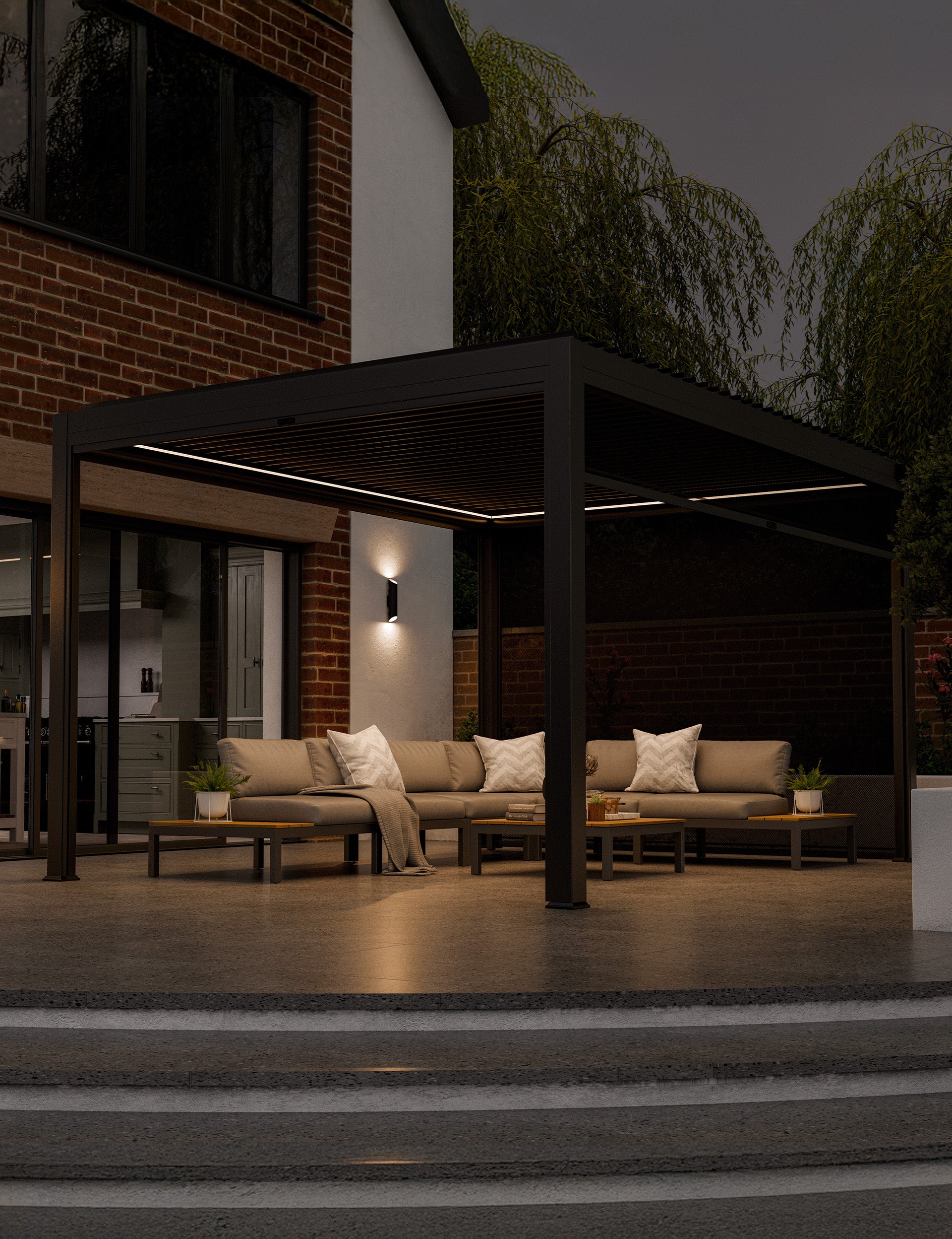 Sparta Solar Pergola With Manual Side Blinds 4x3m