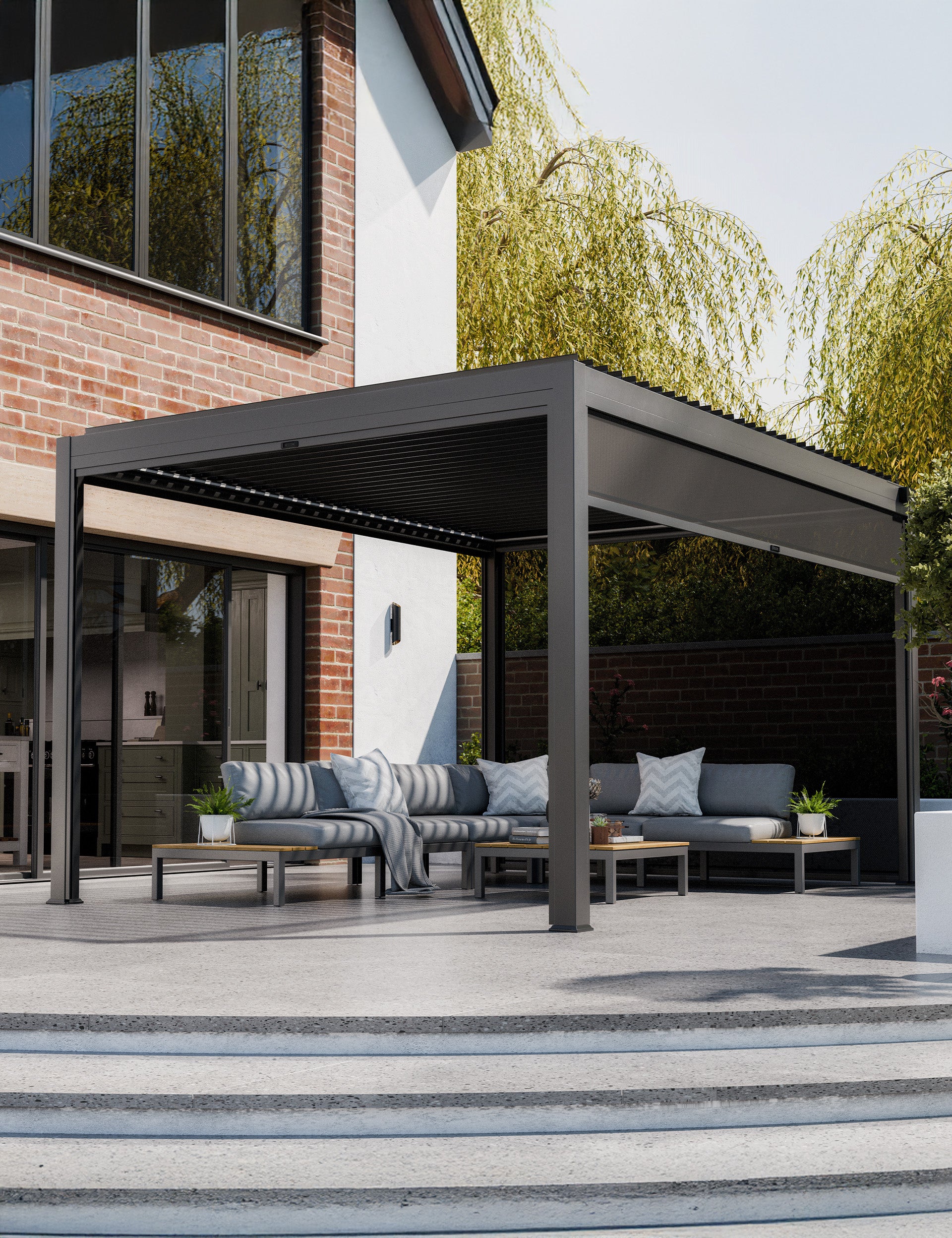Sparta Solar Pergola With Manual Side Blinds 4x3m