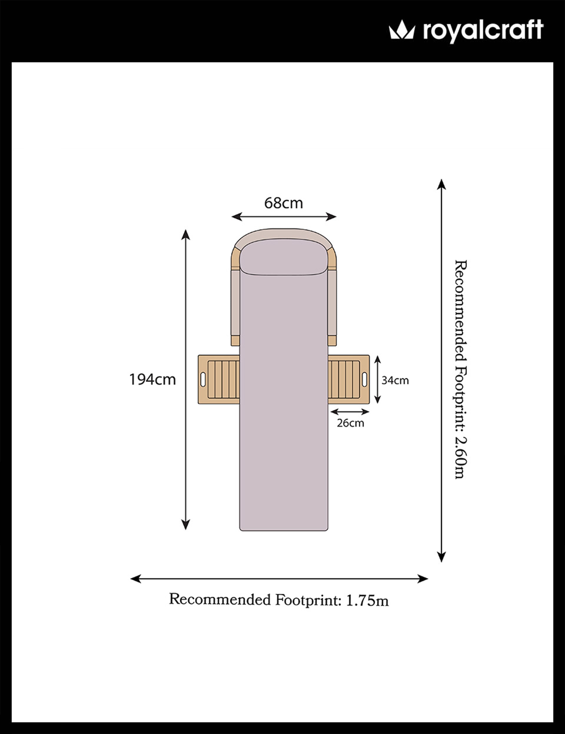 Roma Rope Sun Lounger with Pull-out Side Table
