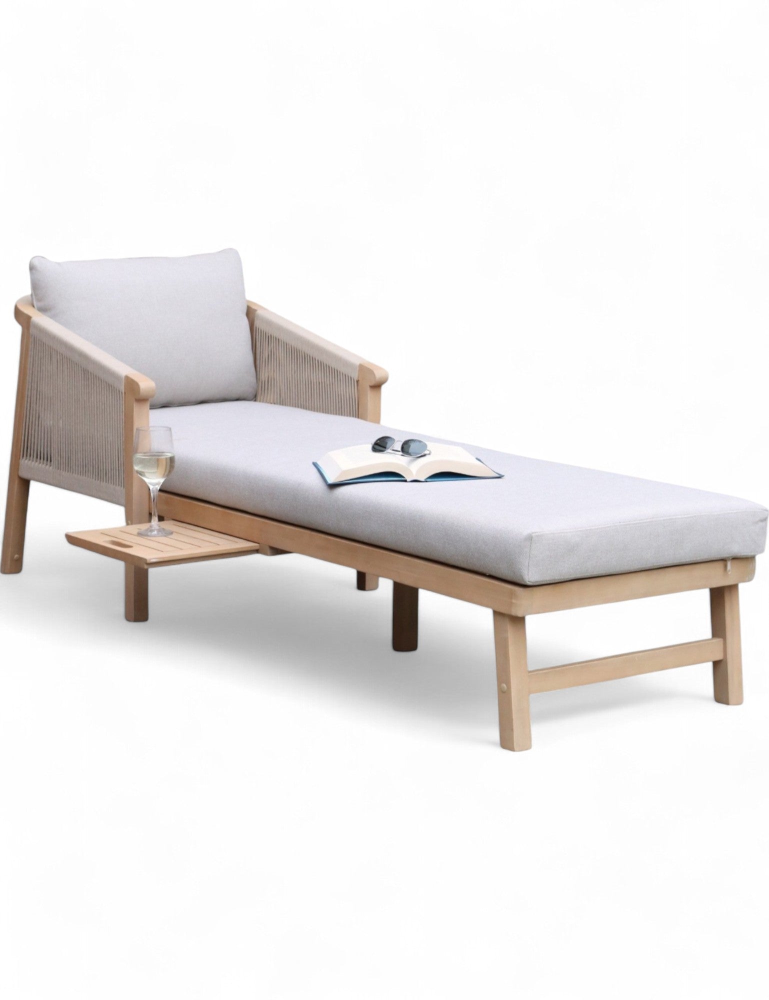 Roma Rope Sun Lounger with Pull-out Side Table