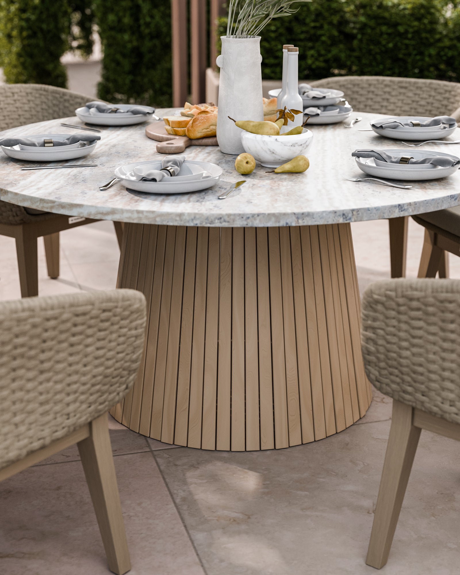 Jupiter 6 Seater Round Conical Dining Set with Eden Dawn Dining Chairs