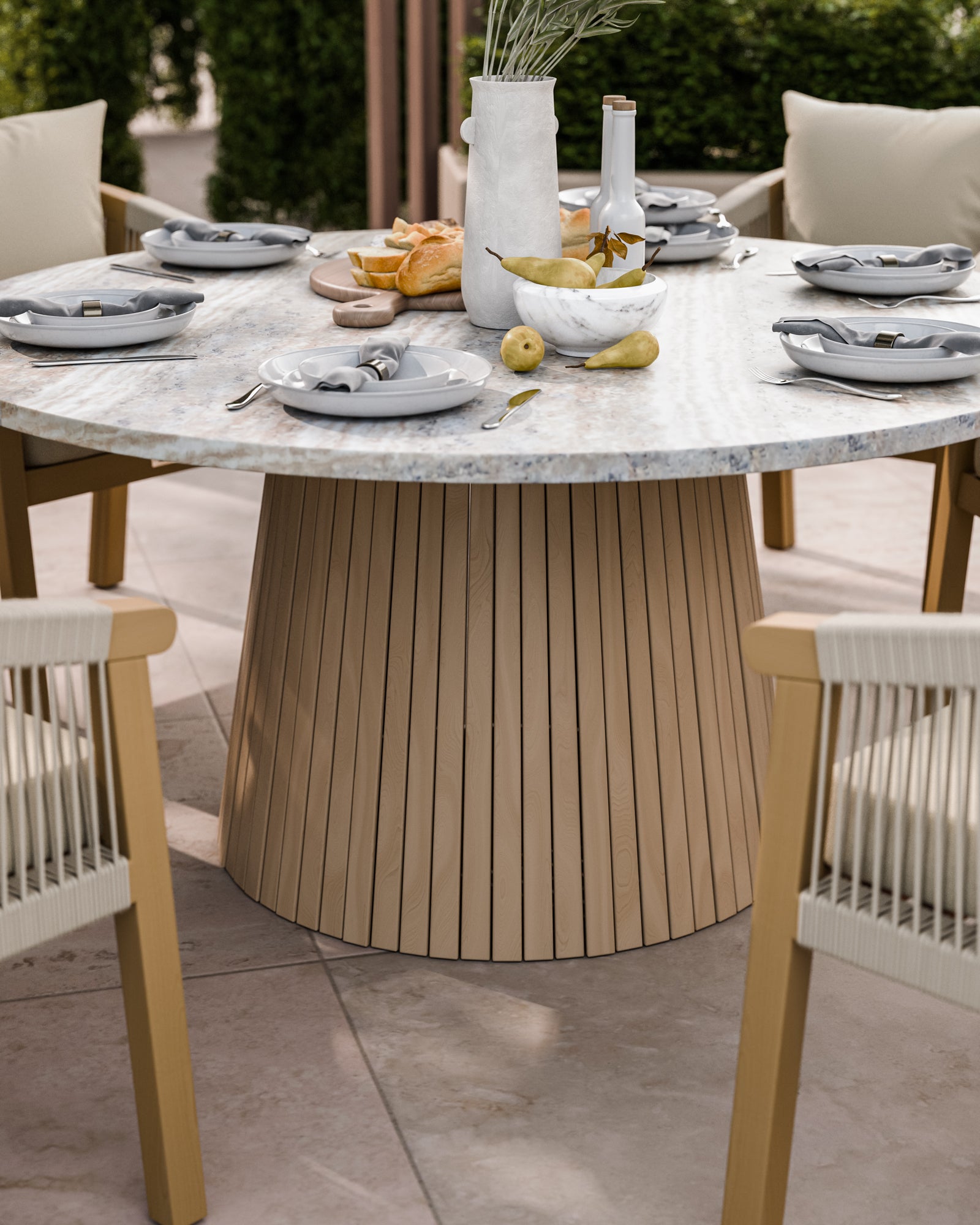 Jupiter 6 Seater Round Conical Dining Set with Roma Dining Chairs