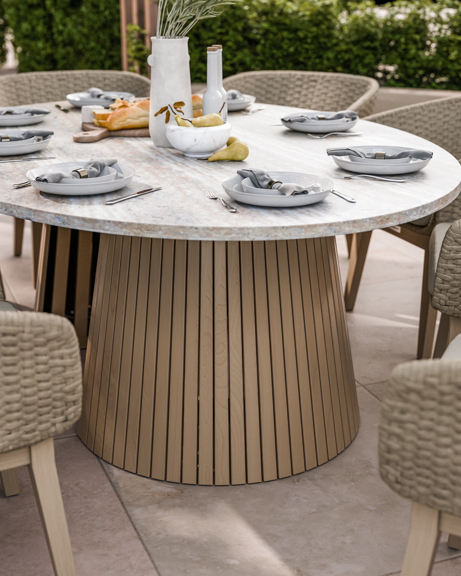 Jupiter 8 Seater Ellipse D Conical Dining Set with Eden Dawn Dining Chairs