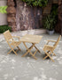 Top‑down view of wooden folding loungers and table