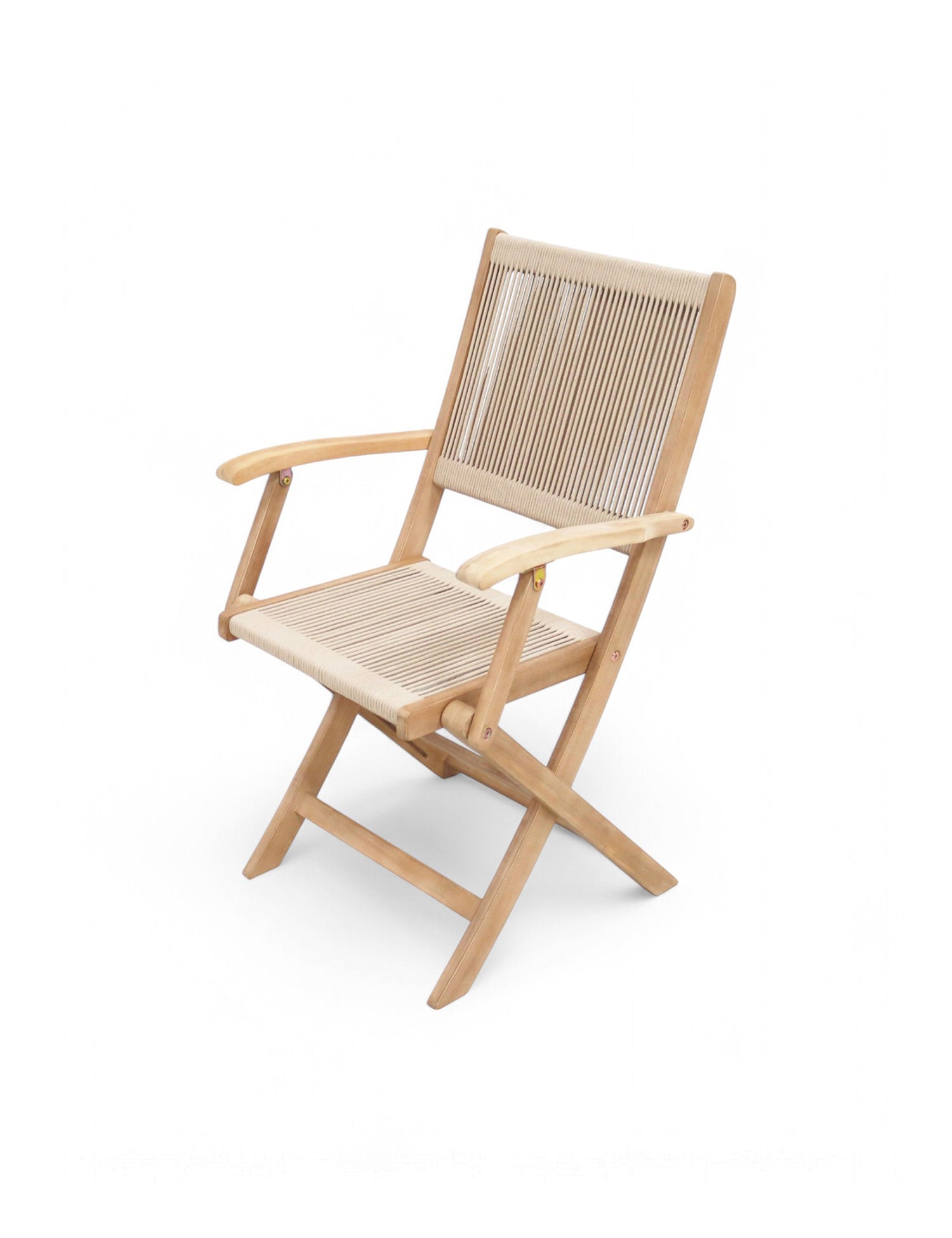 London 2 Seater Square Folding Bistro Set with London Rope Folding Armchairs