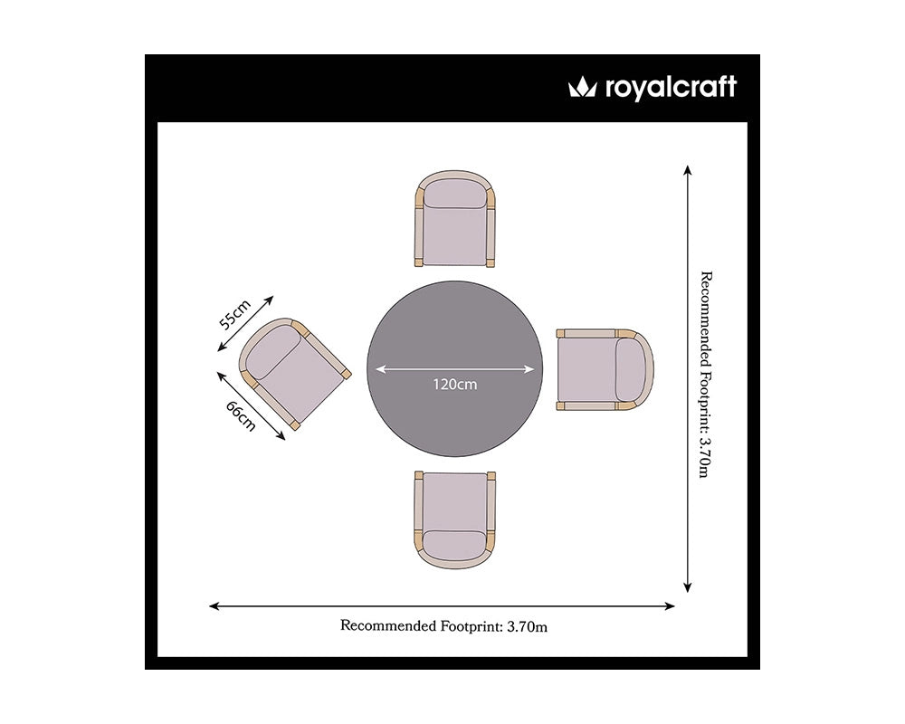 Luna 4 Seater Round Concrete Table Dining Set with Roma Rope Dining Chairs