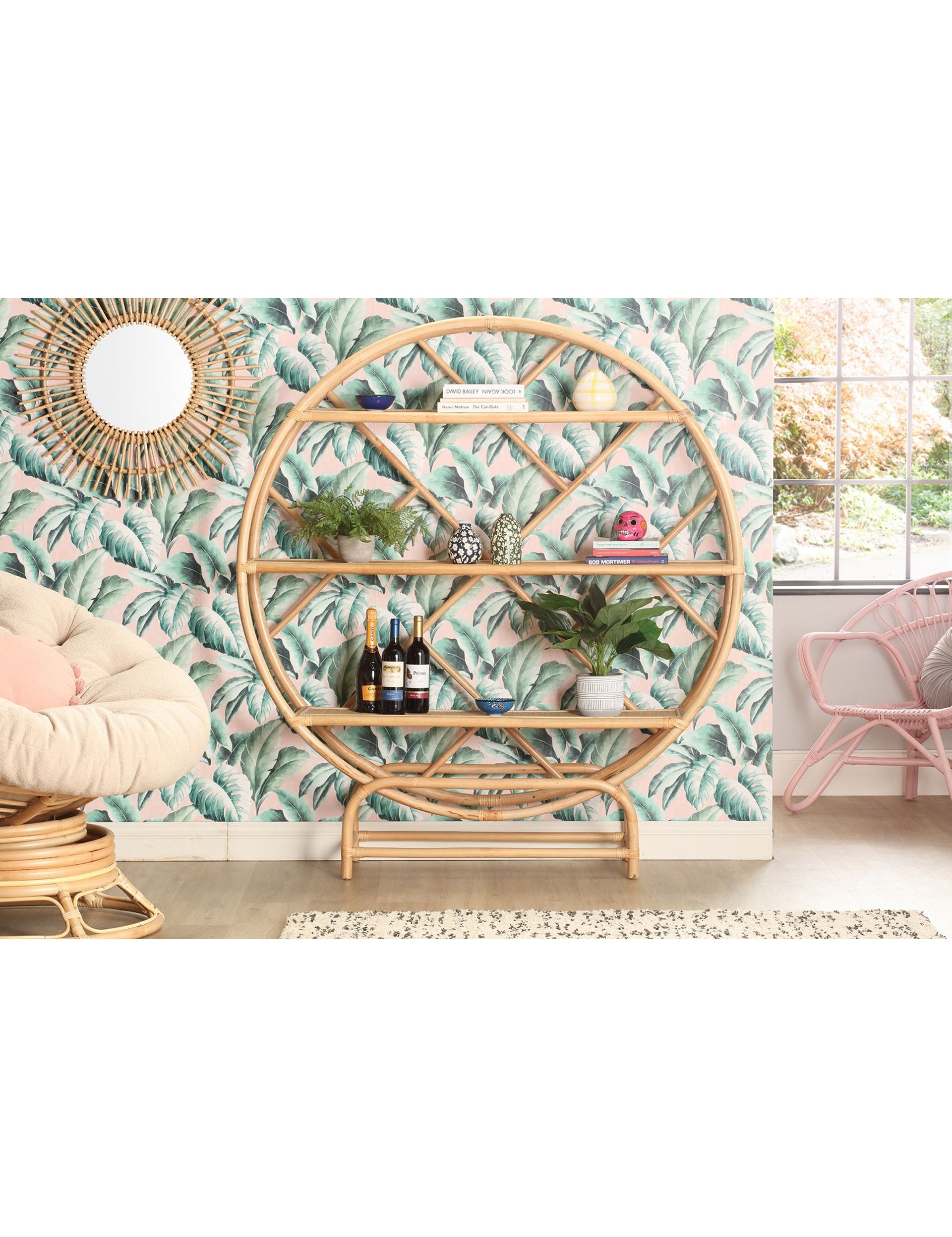 Large Verona Natural Rattan Etagere