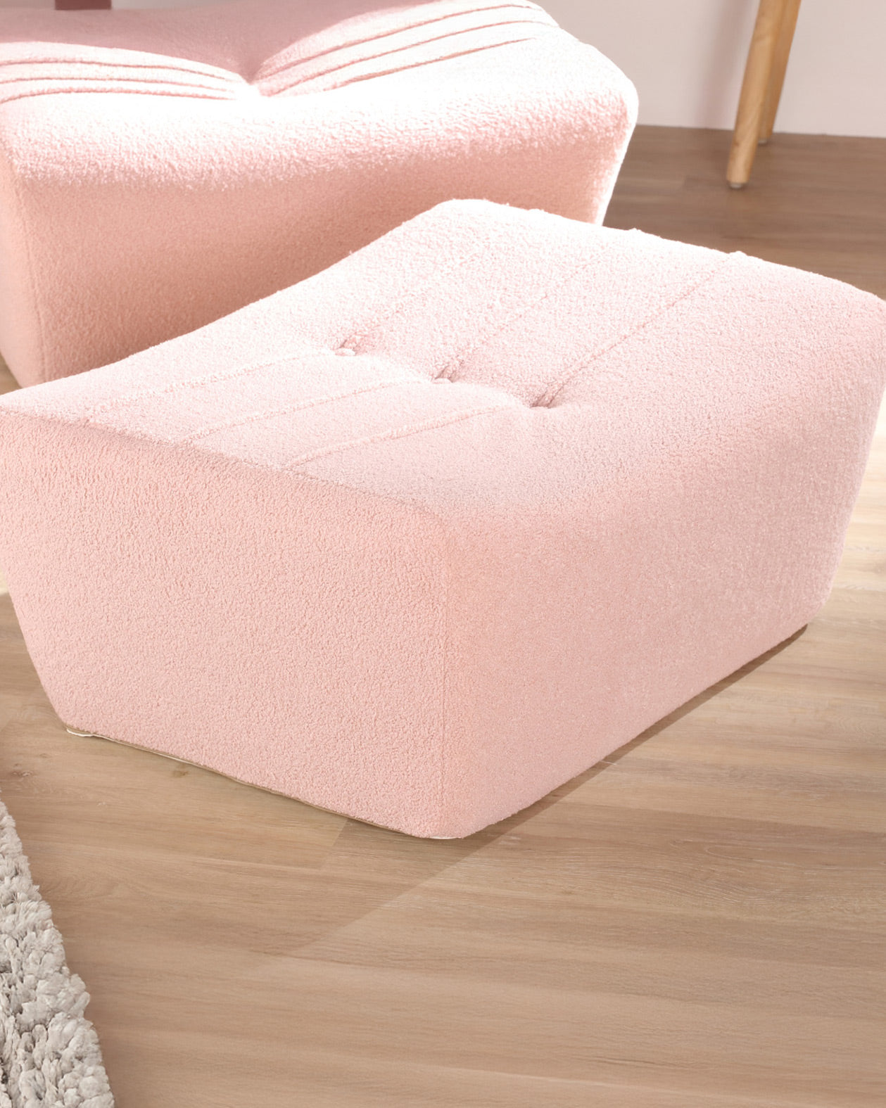 Arlo Pink Boucle Footstool UK Crafted