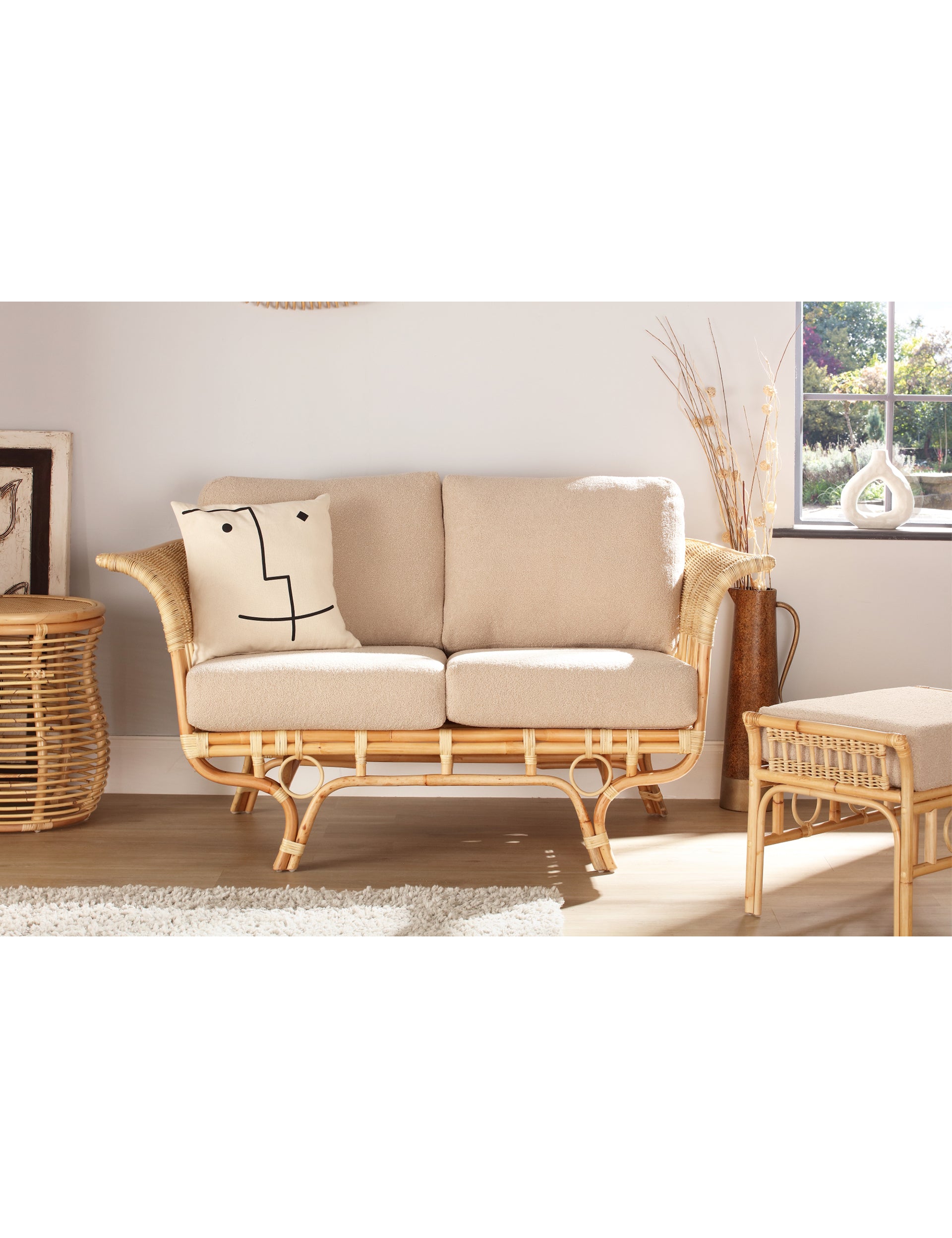 Kyoto 2 Seater Rattan Sofa in Latte