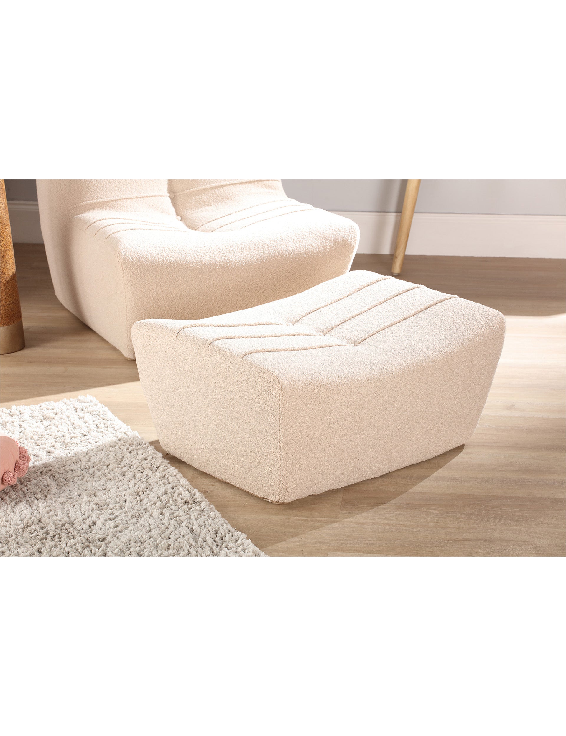 Arlo Vanilla Boucle Footstool UK Made