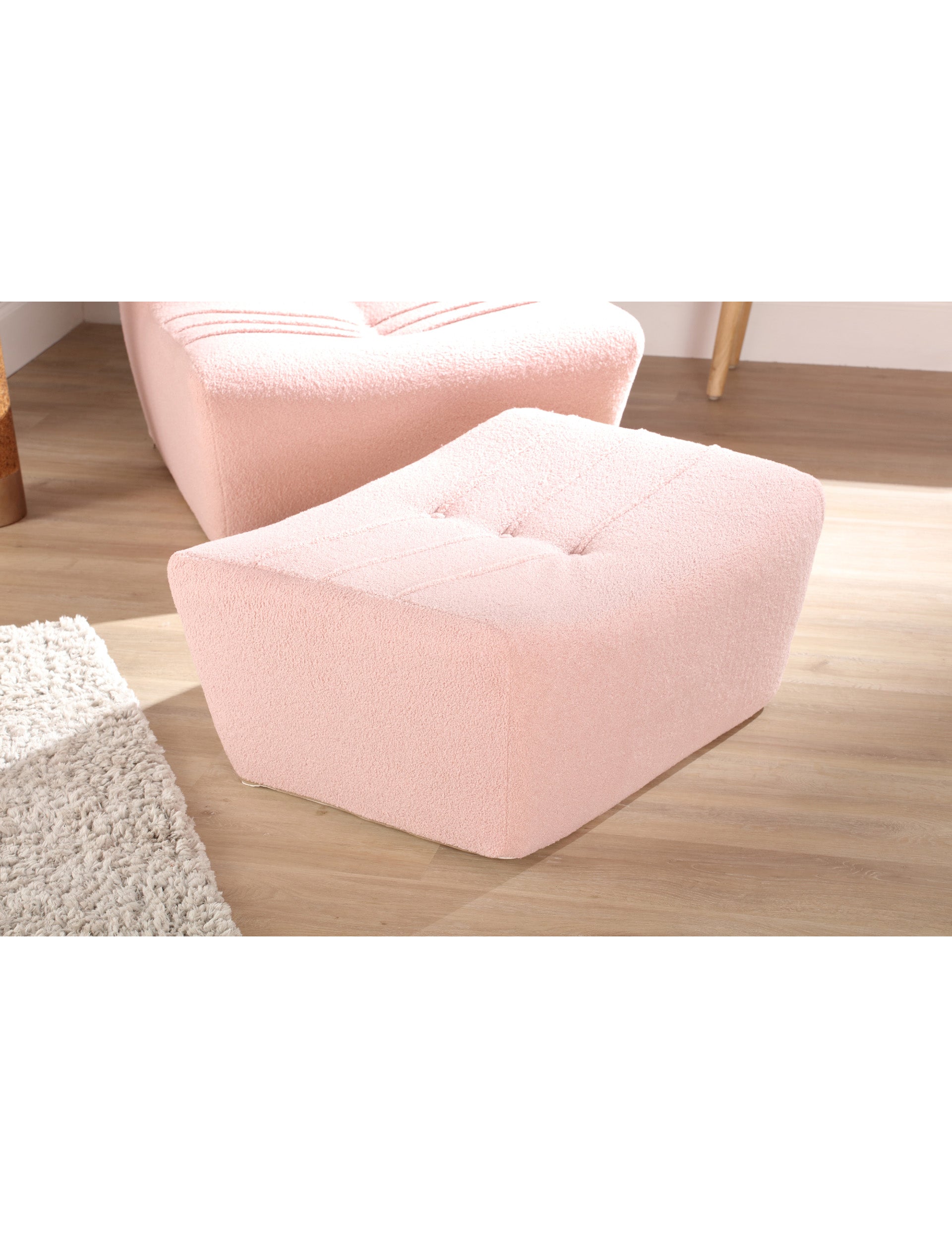 Arlo Pink Boucle Footstool UK Crafted