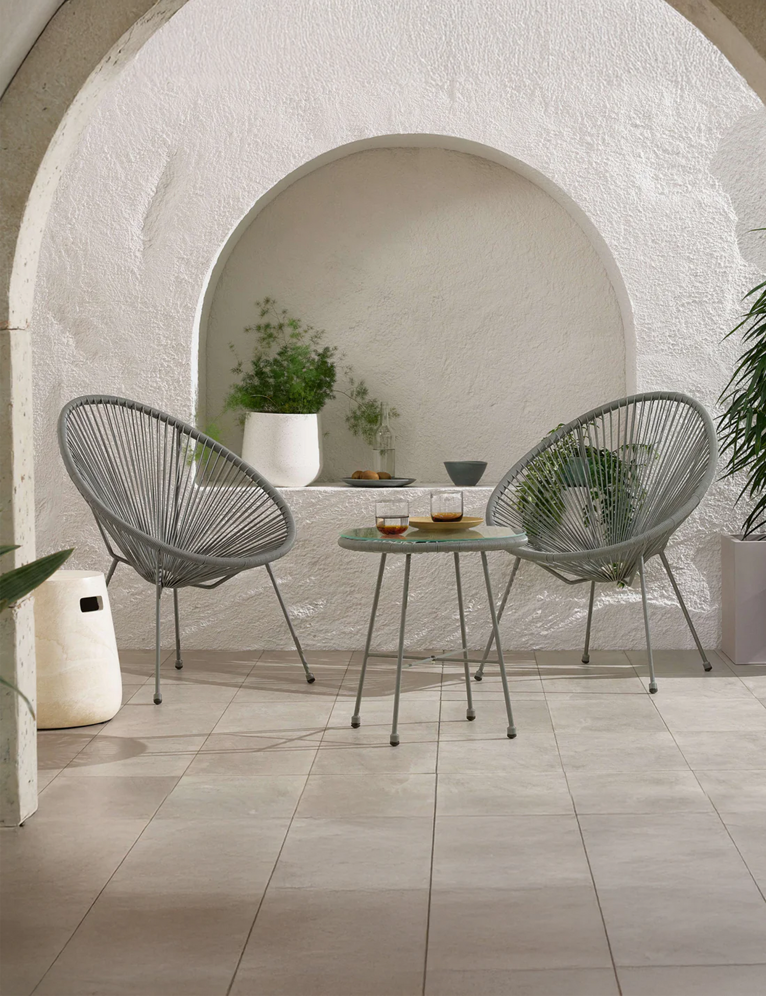Monaco 2 Seater Egg Chair Bistro Set - Grey