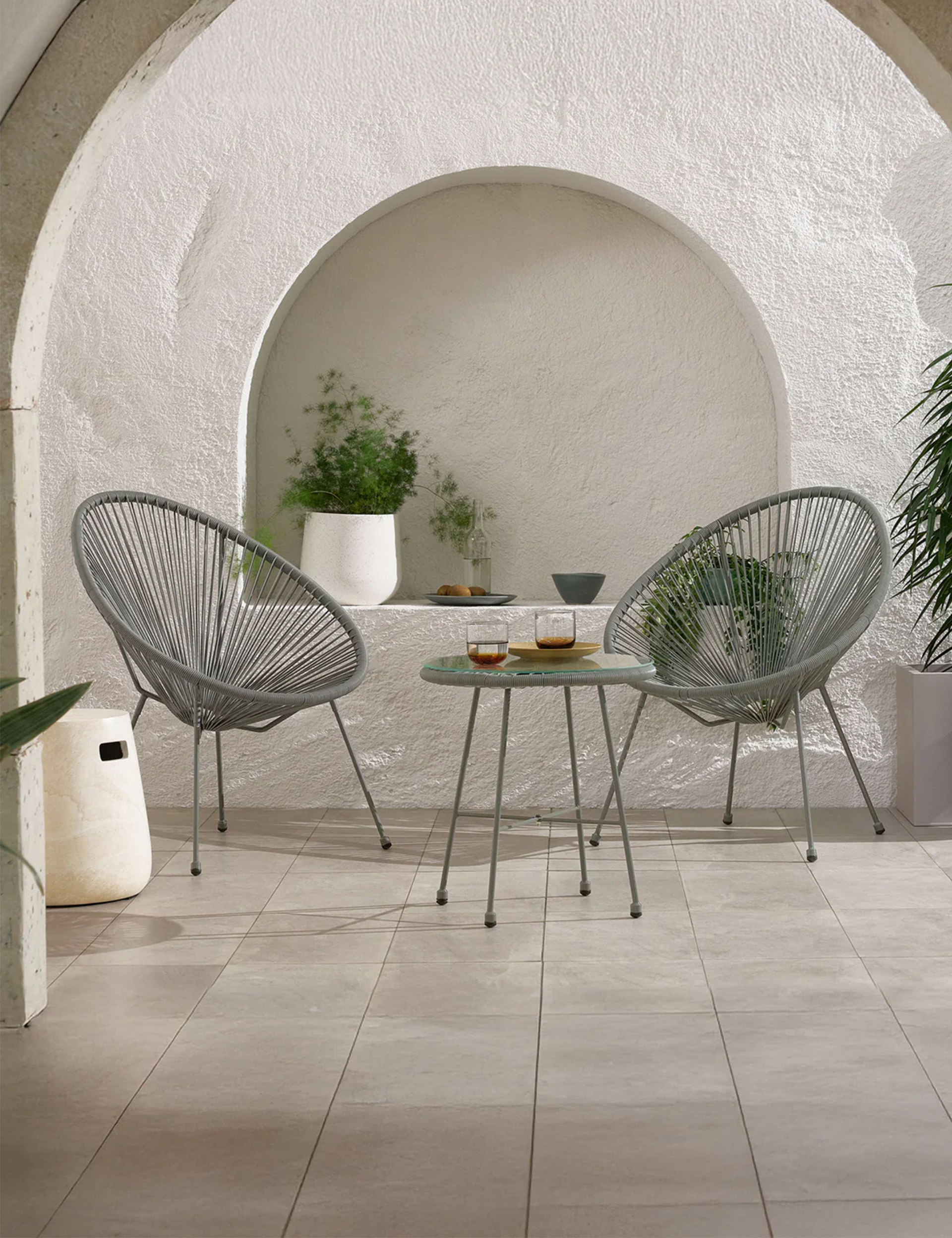 Monaco 2 Seater Egg Chair Bistro Set - Grey