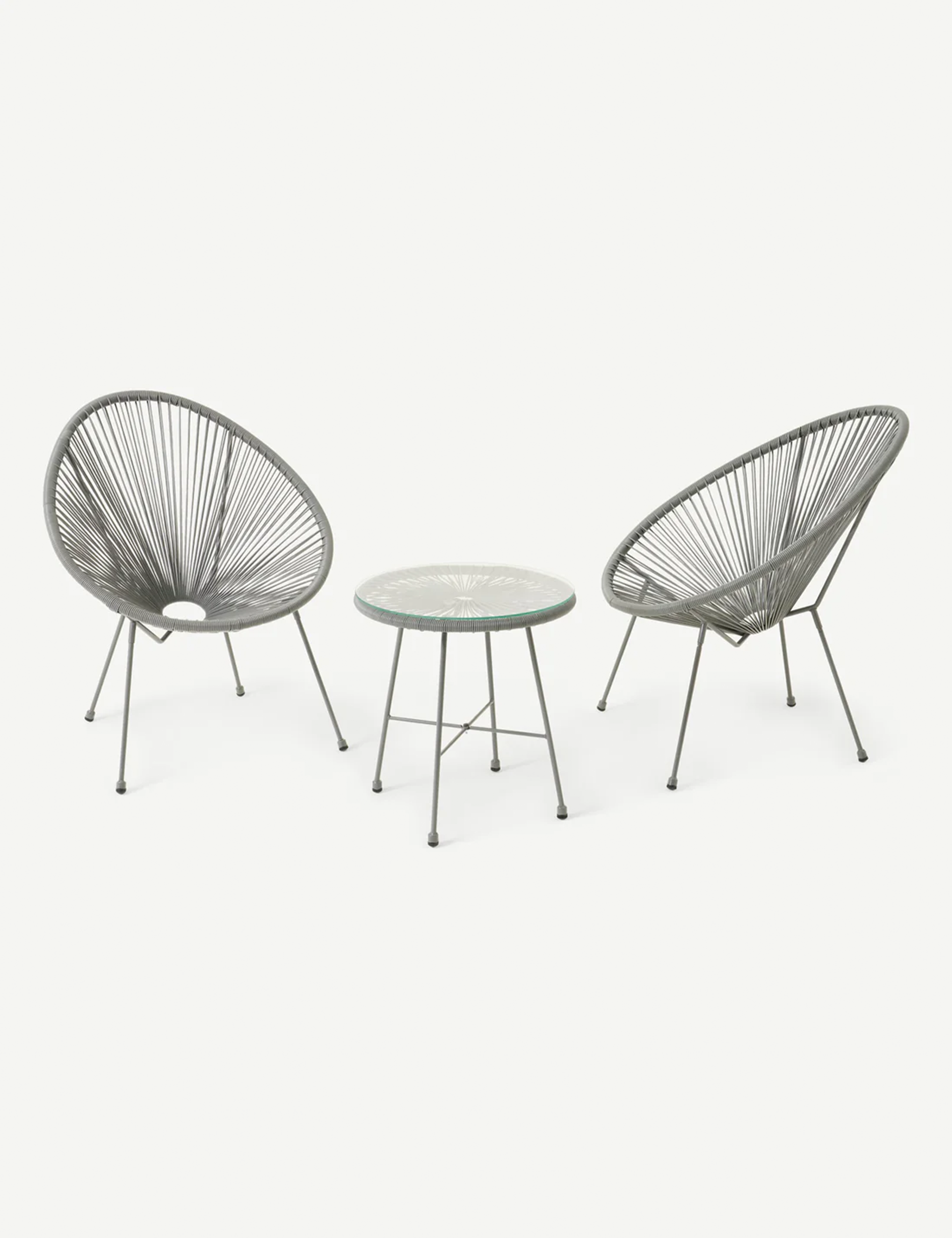 Monaco 2 Seater Egg Chair Bistro Set - Grey