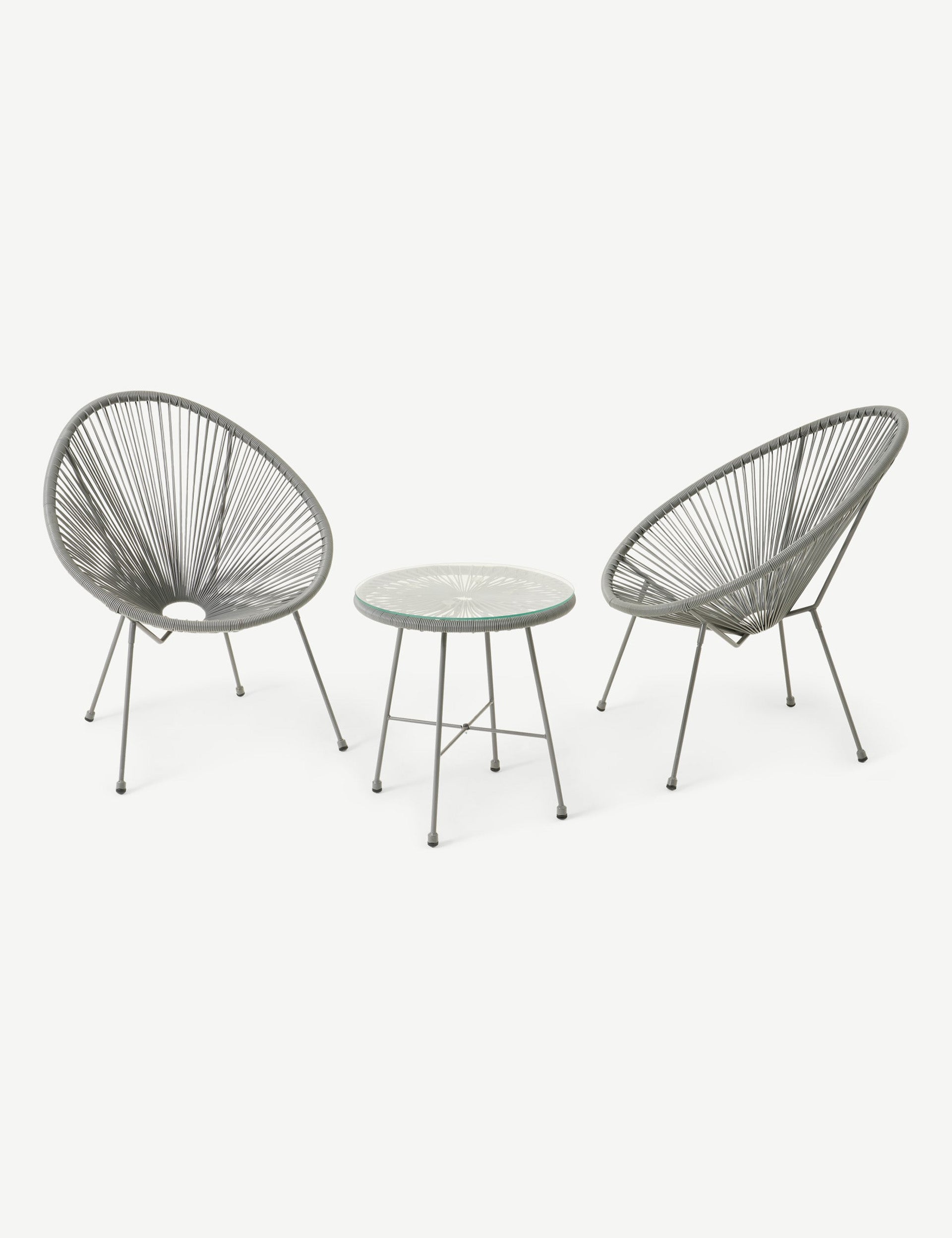 Monaco 2 Seater Egg Chair Bistro Set - Grey