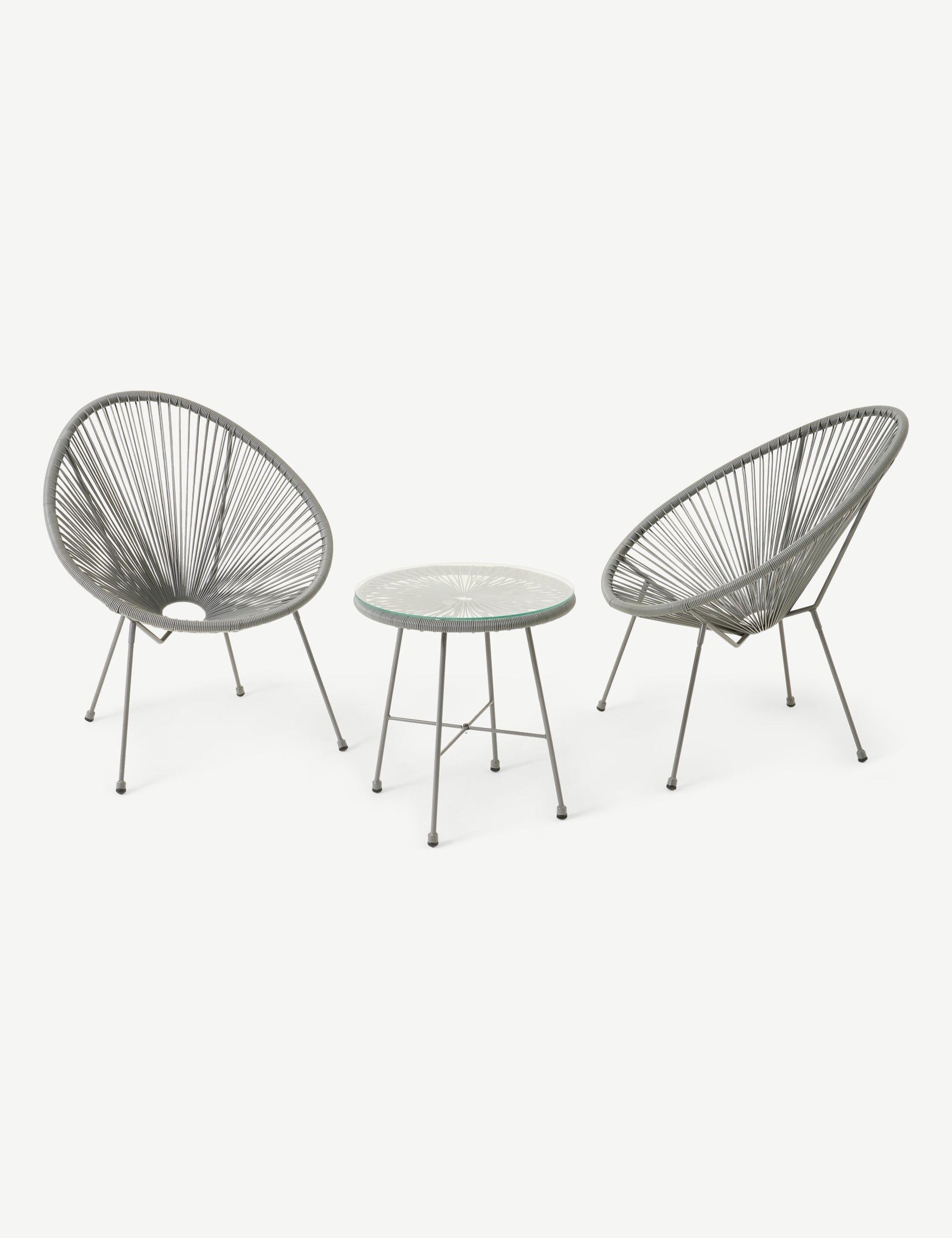 Monaco 2 Seater Egg Chair Bistro Set - Grey