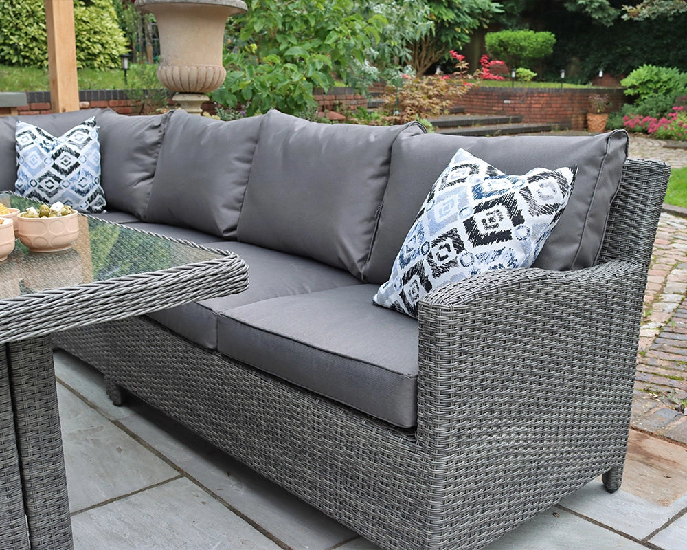 Paris 8 Seater Deluxe Modular Corner Dining & Lounging Set -with Square Fire Pit Table