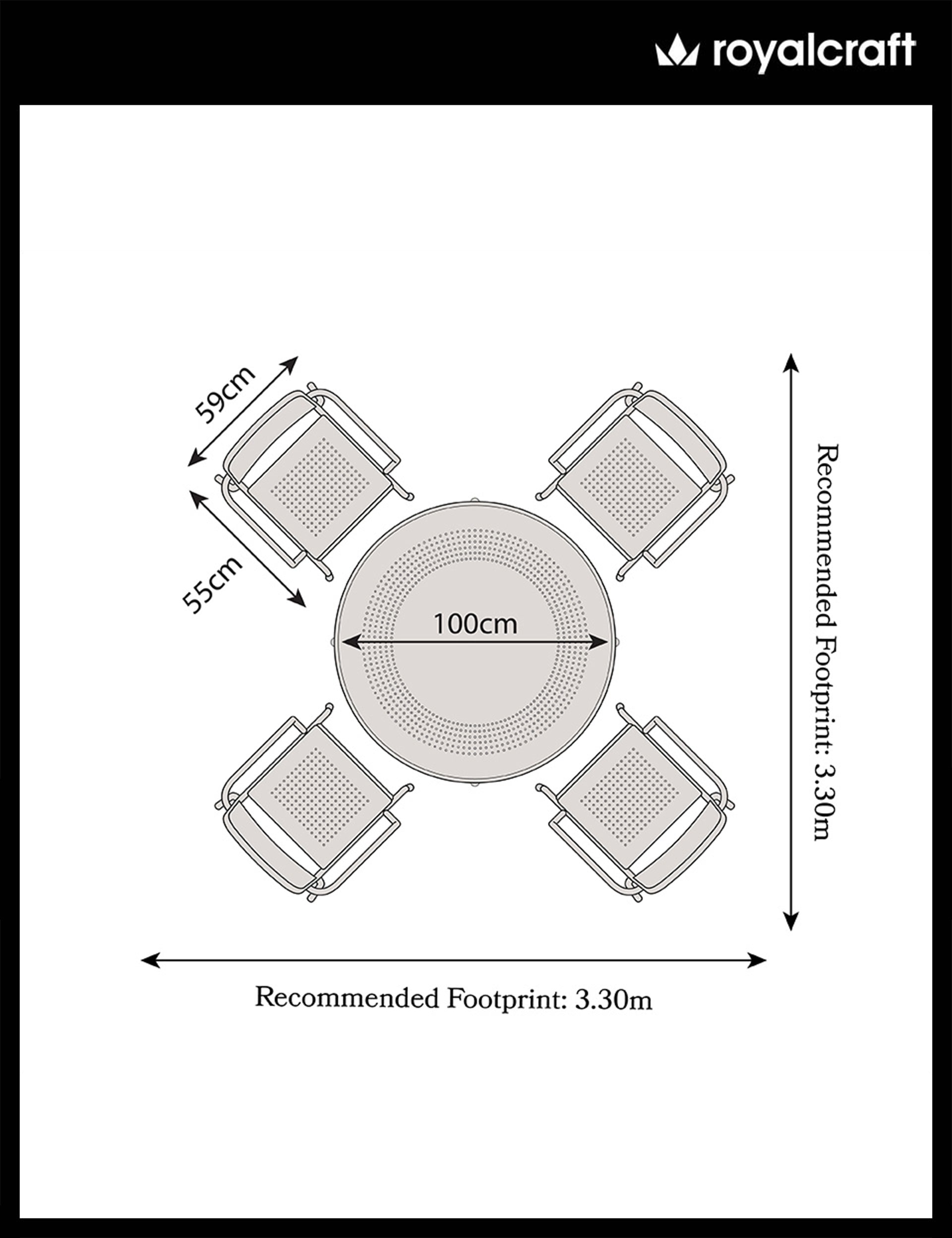 Porto 4 Seater Round Dining Set in Champagne