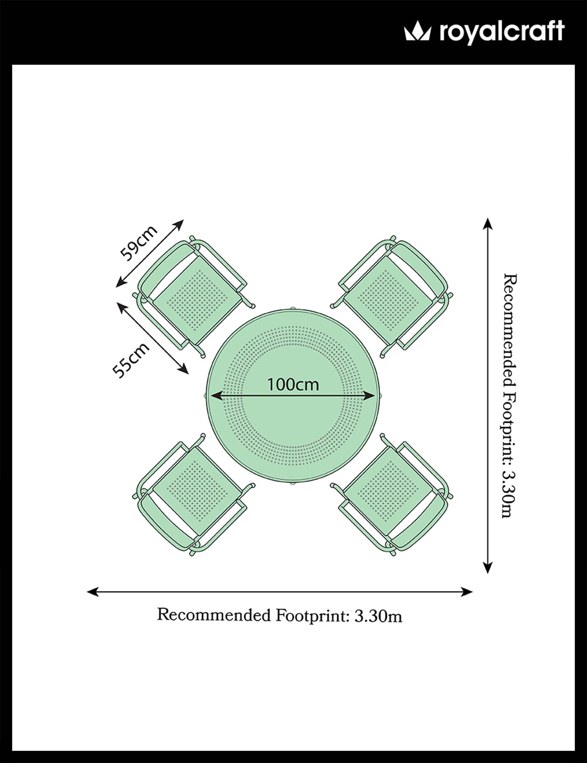 Porto 4 Seater Round Dining Set in Olive