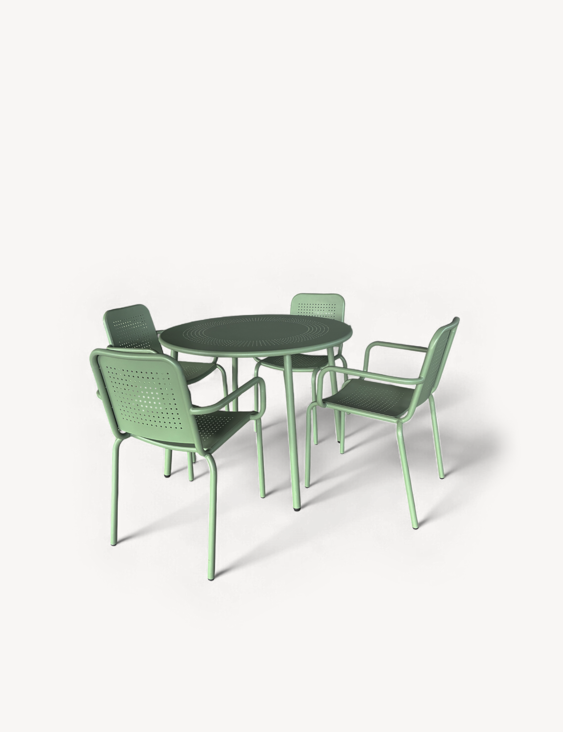 Porto 4 Seater Round Dining Set in Olive