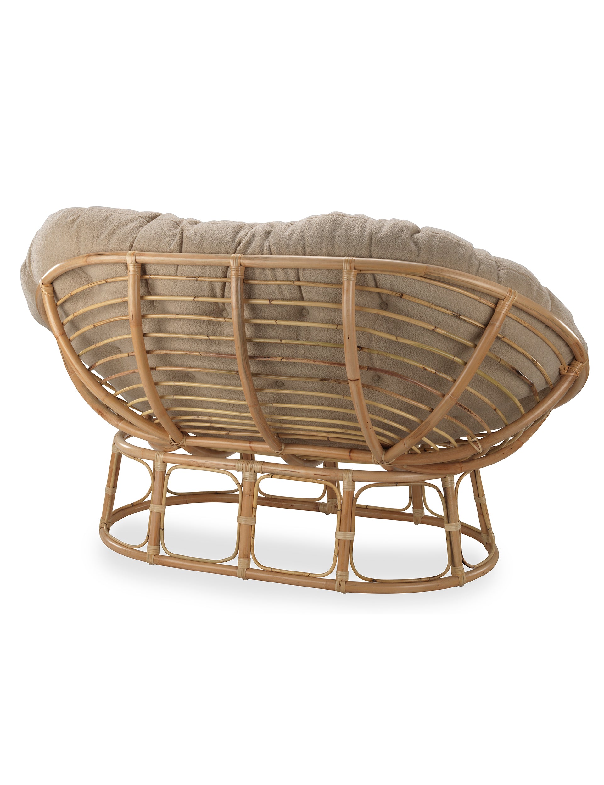 York Rattan Papasan Sofa with Latte Boucle Cushion