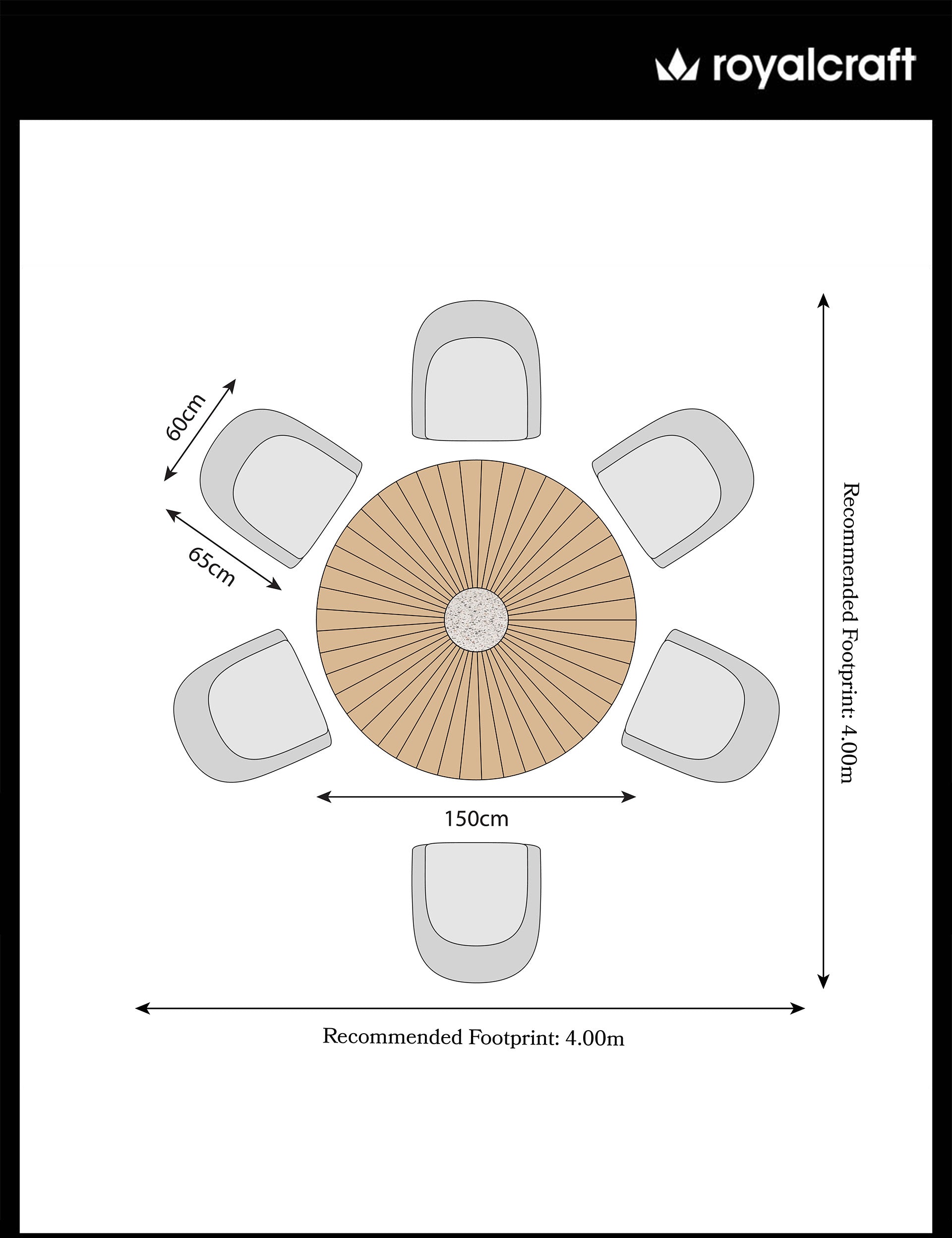 Roma 6 Seater 150cm Round Sunray with Terrazzo Insert Dining Set with 6 Sol Dining Chairs
