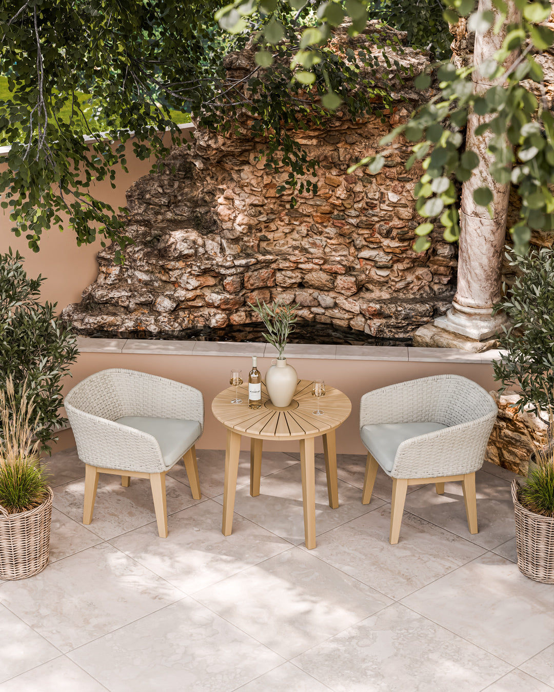 Roma 2 Seater Round Sunray Bistro Set with Eden Dusk Chair